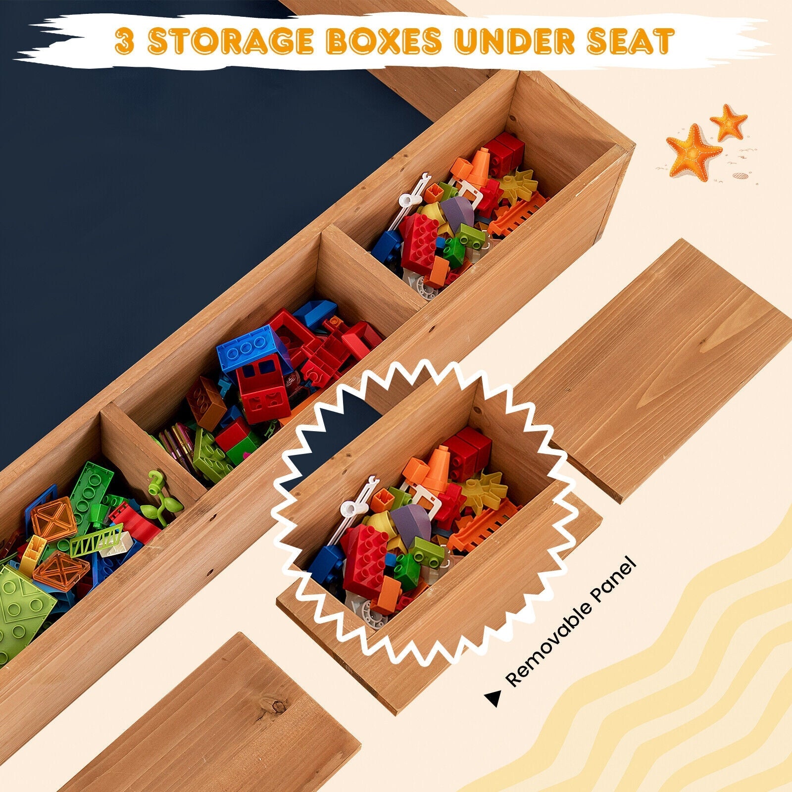 GBruno Kids Wooden Square Sandbox with Cover
