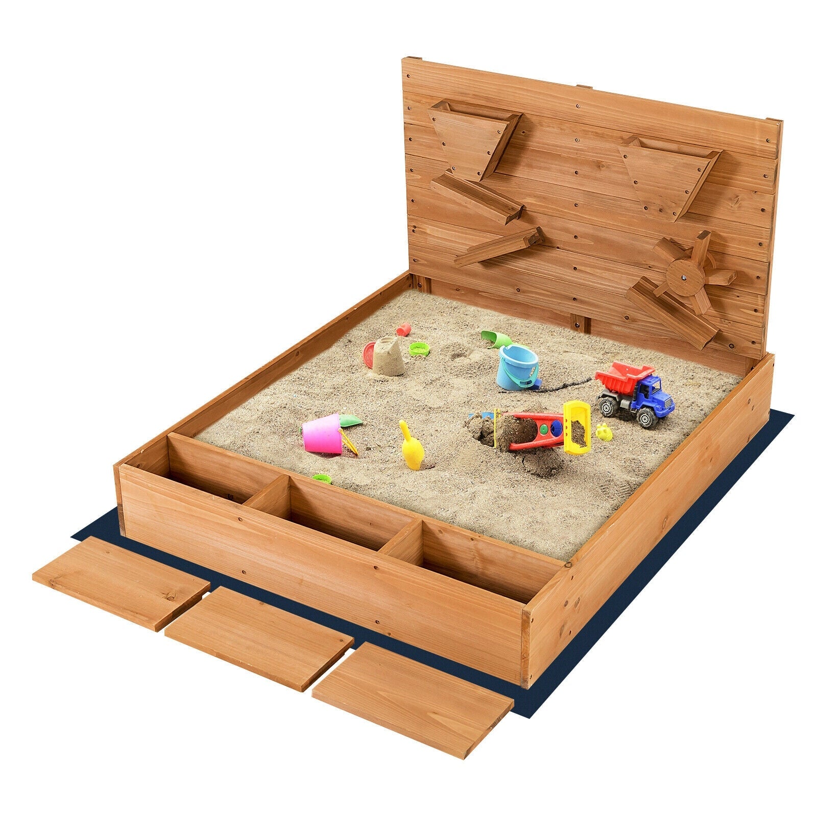 GBruno Kids Wooden Square Sandbox with Cover