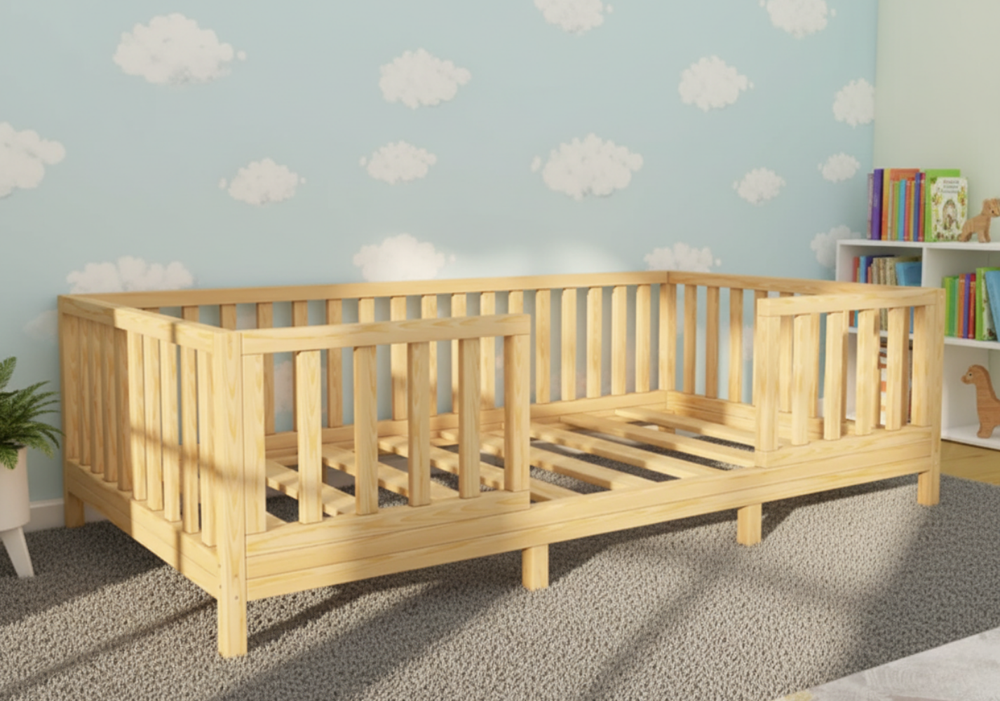 Nuvra - Montessori Playpen Low Bed with Removable Railings