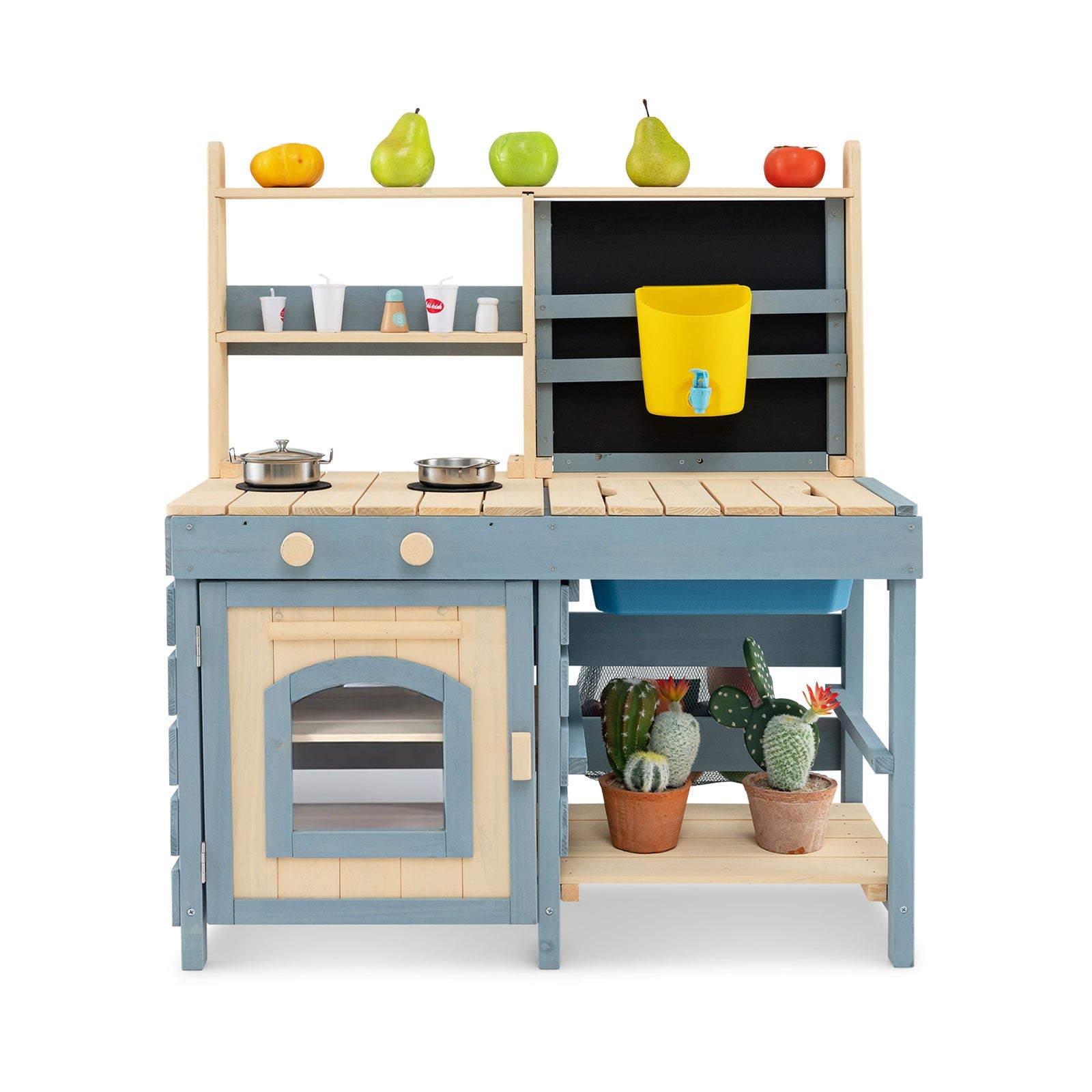 GBruno 2-In-1 Outdoor Mud Kitchen with Faucet and Extra Chalkboard