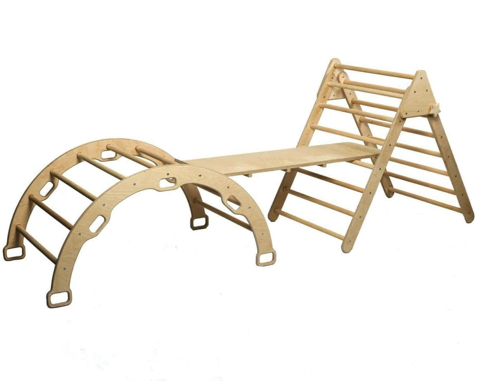 Kidodido Montessori Climbing Set / Pikler Triangle, Climbing Arch & Ramp / 3 Pieces Set