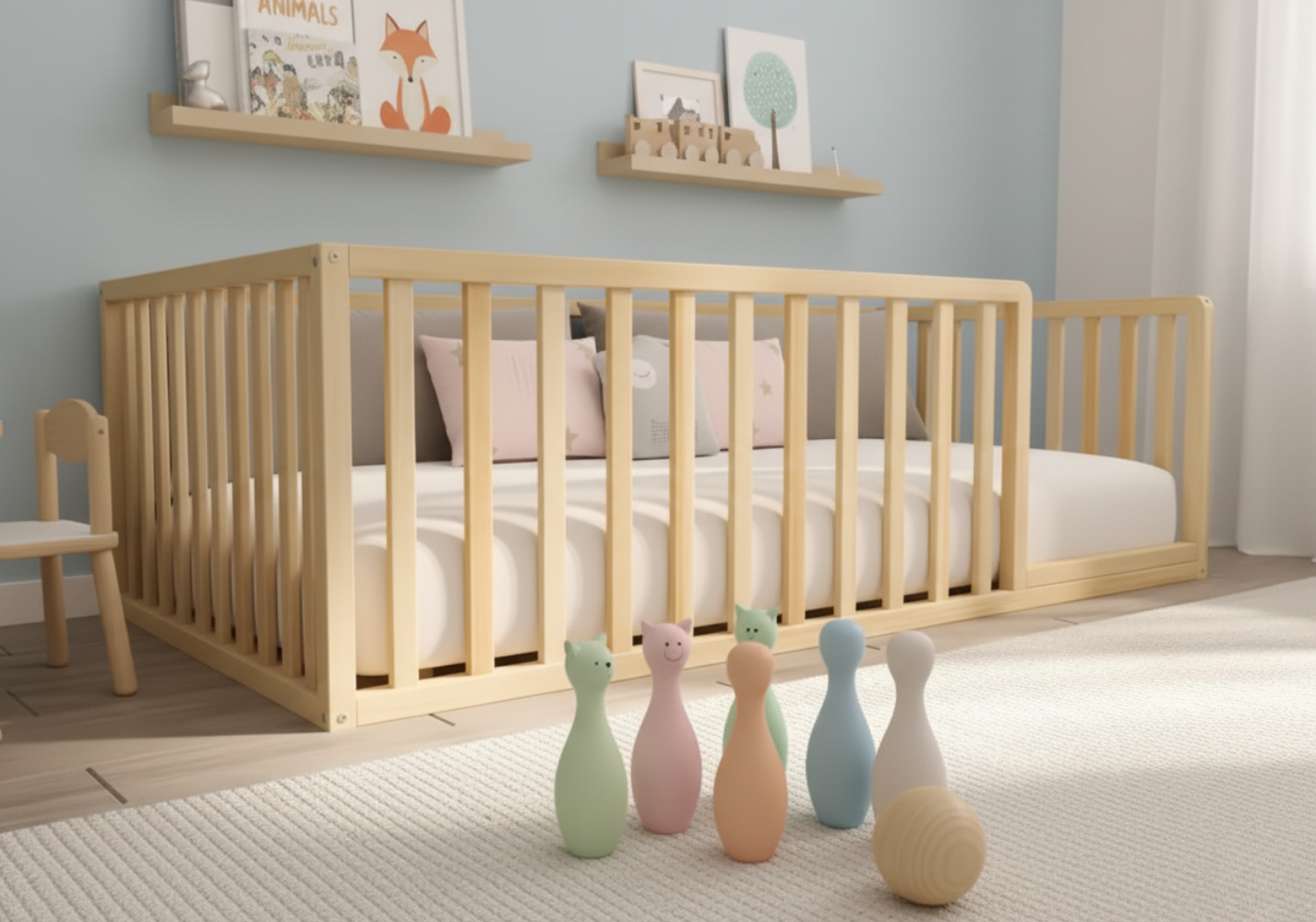 Kidoo - Montessori Playpen Low Bed with Railings