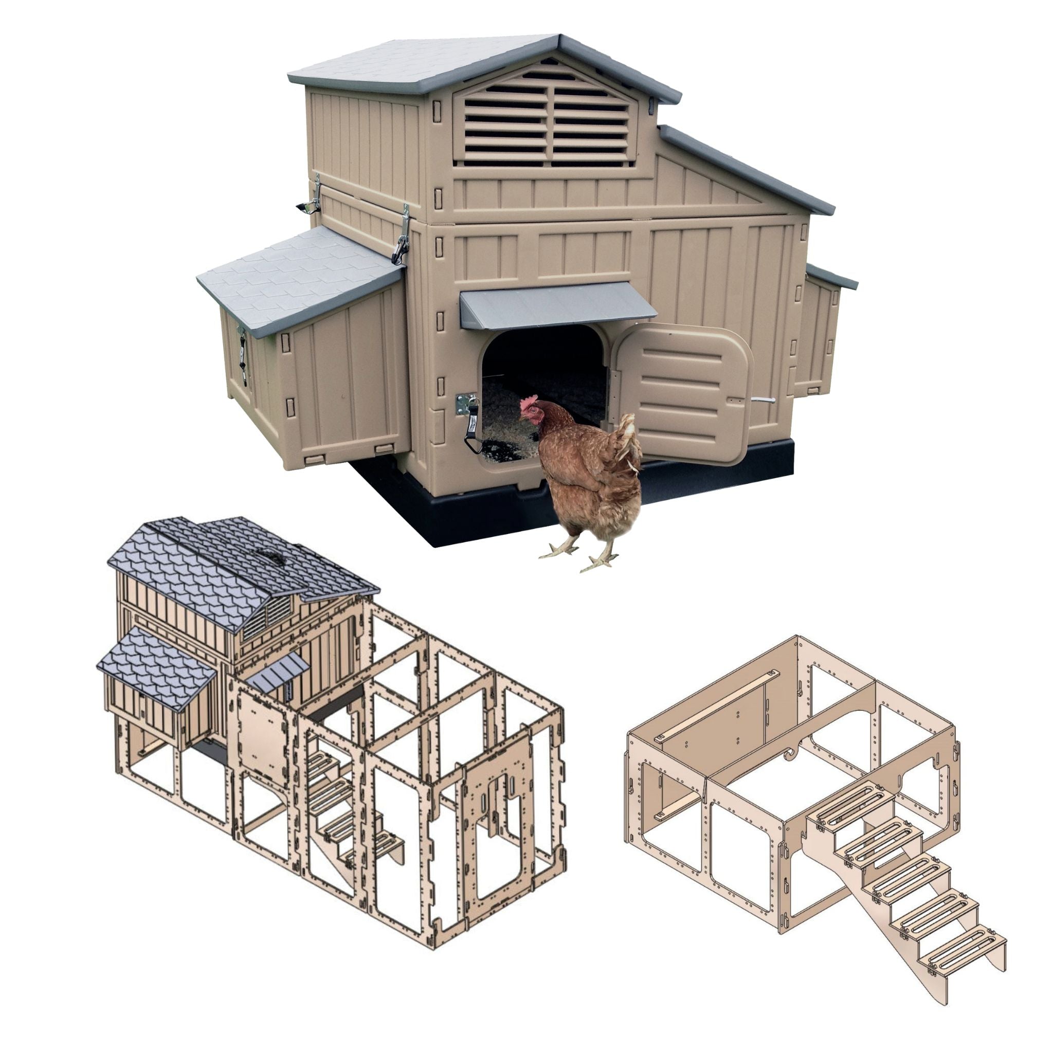 Hatching Time Large Chicken Coop with Stand and Stairs & Run