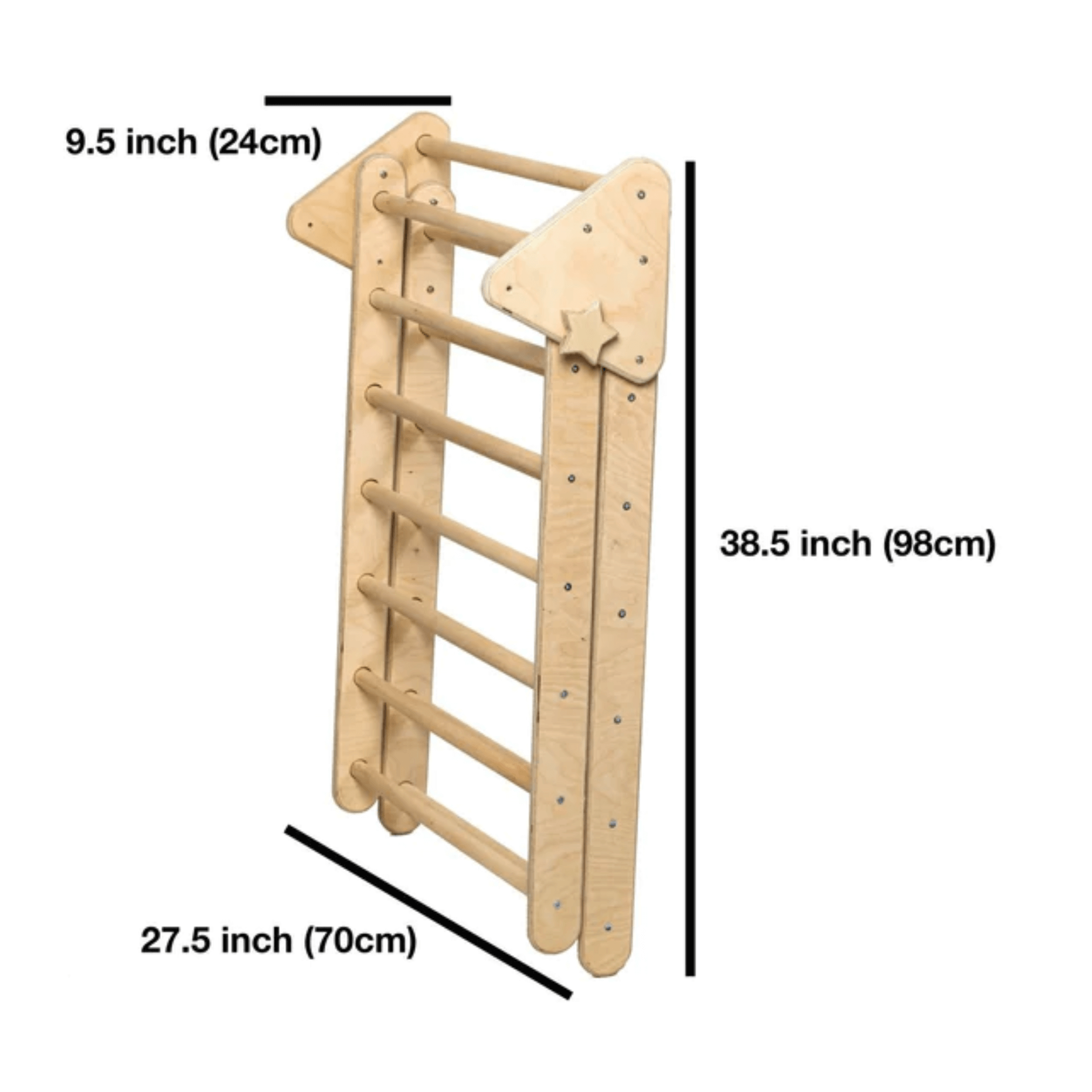 Kidodido Montessori Climbing Triangle with White & Gray Tent Cover, Mat, and Ramp folded dimensions