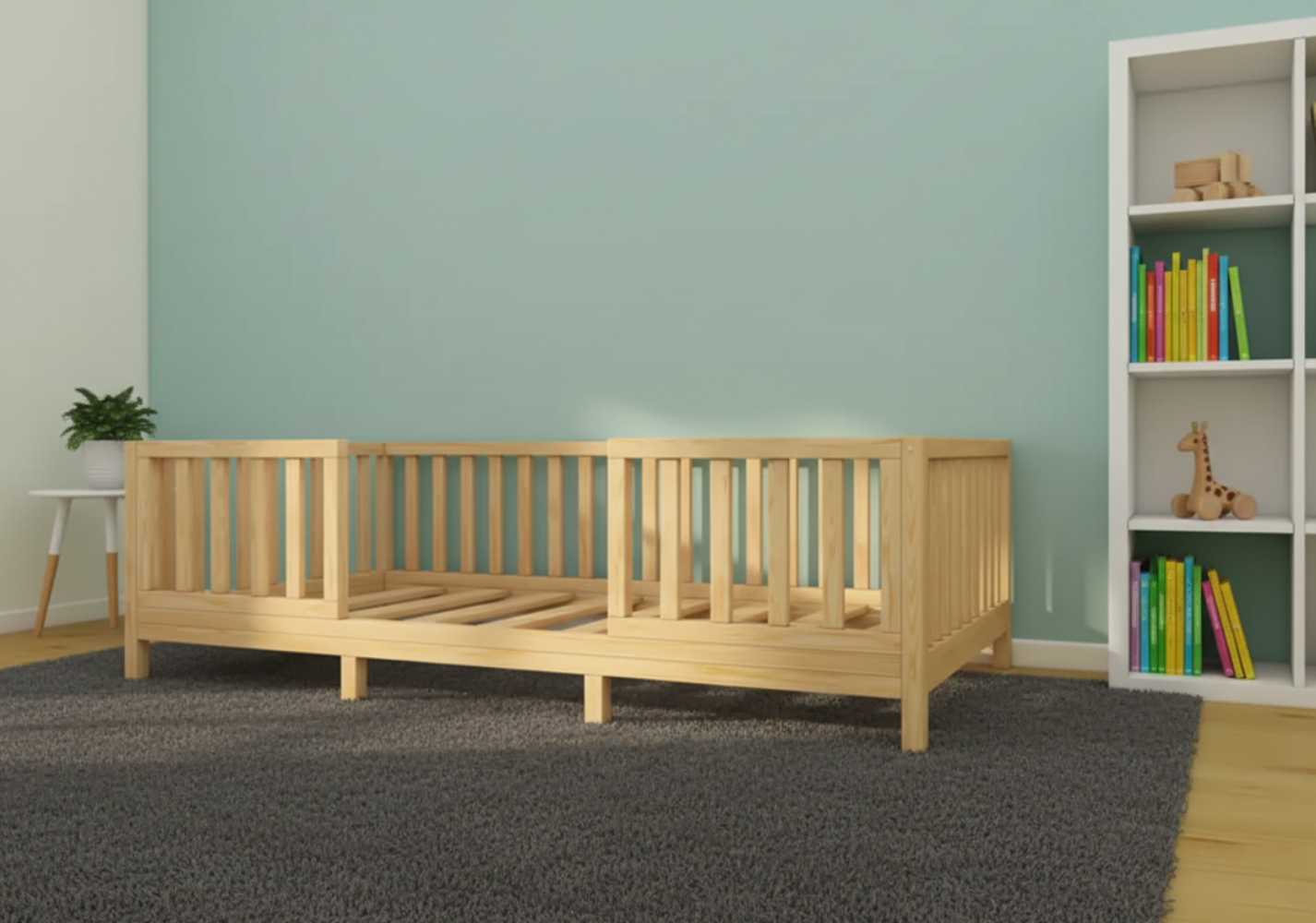 Nuvra - Montessori Playpen Low Bed with Removable Railings