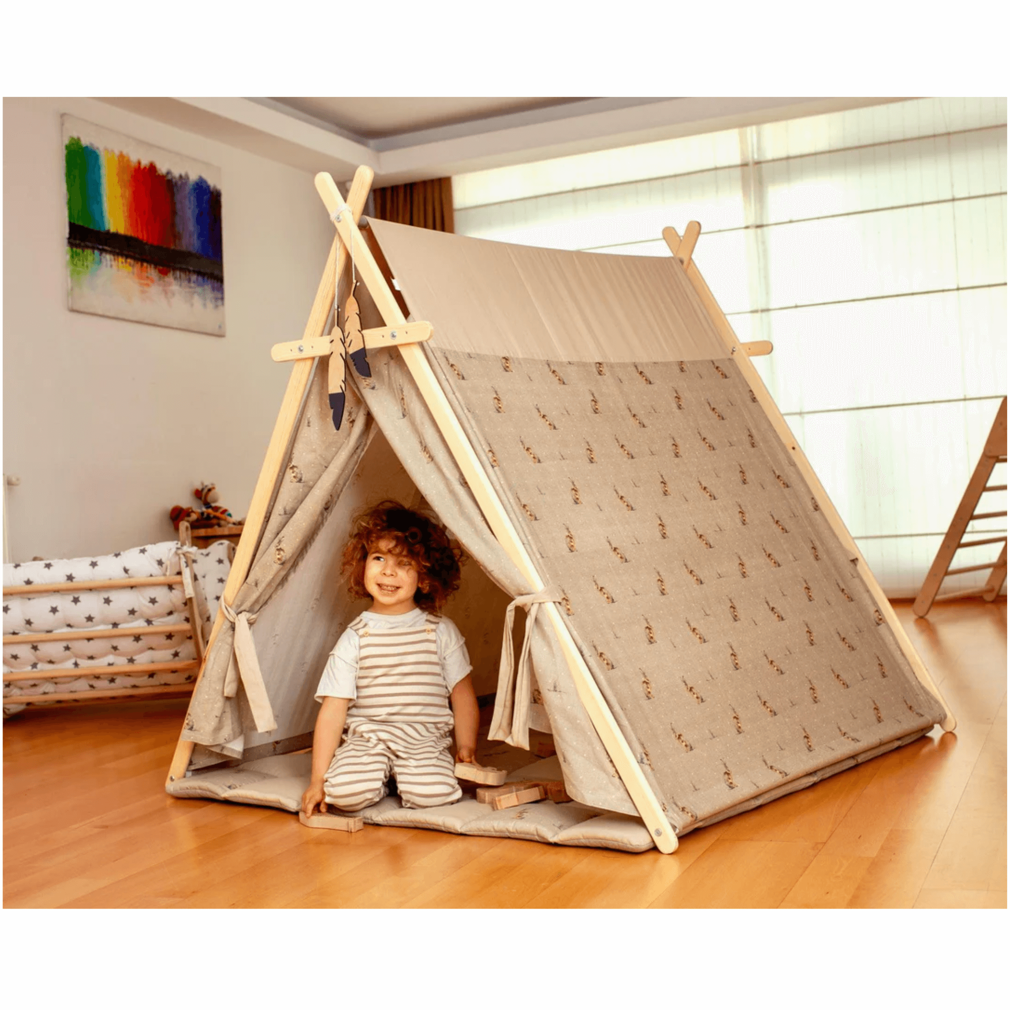 Kidodido Bunny Play Tent and Play Mat KIDO39x4 front view with children