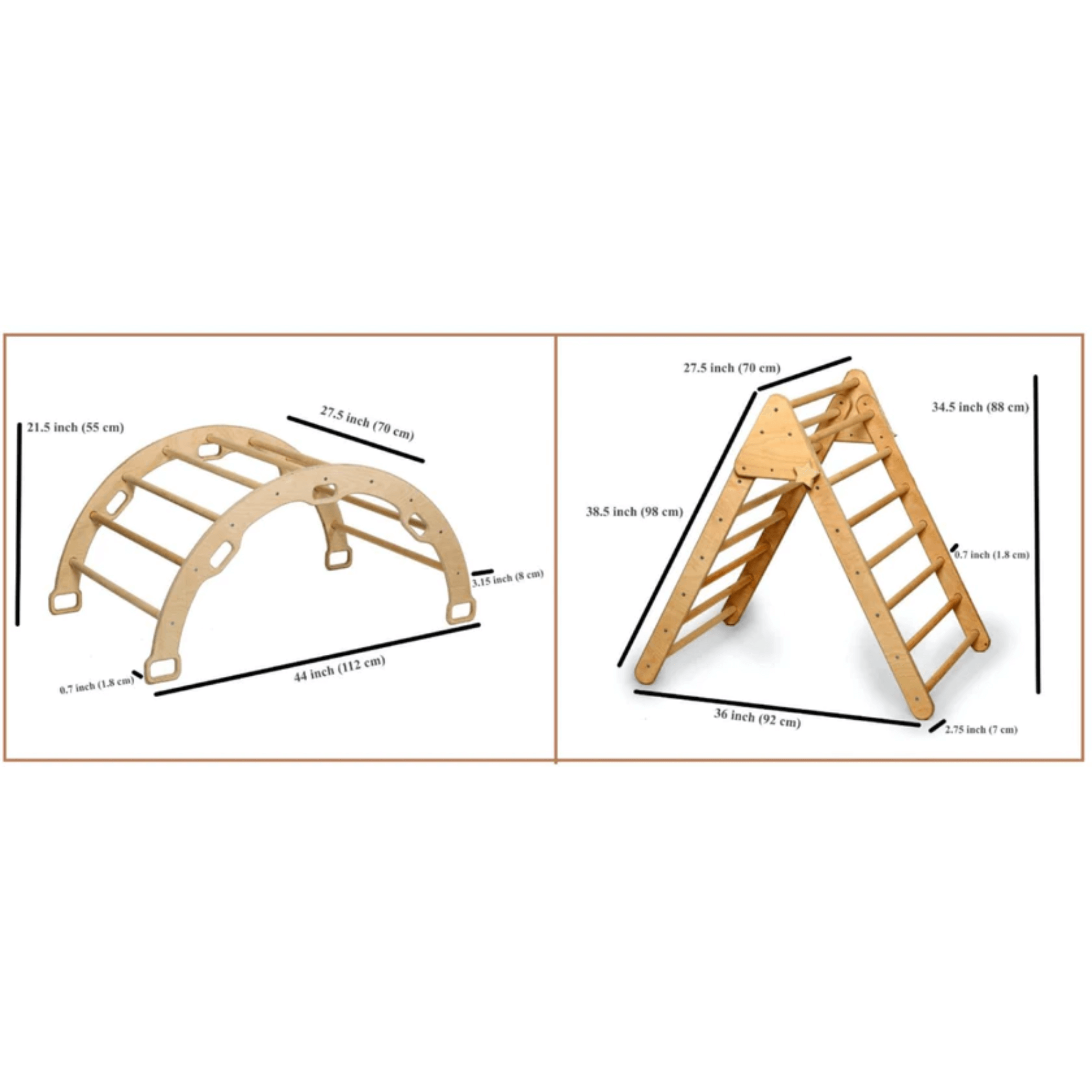 Kidodido 4 Piece Montessori Climbing Set KIDO11 white background specifications