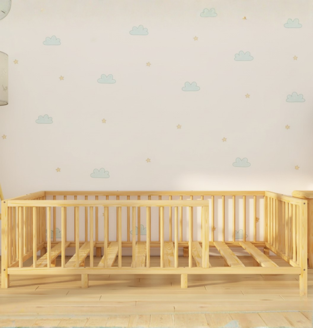 Nuvy - Montessori Playpen Low Bed with Cylindrical Railings
