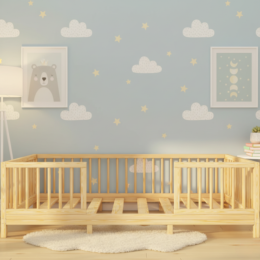 Vivo - Montessori Playpen Low Bed with Removable Cylindrical Railings