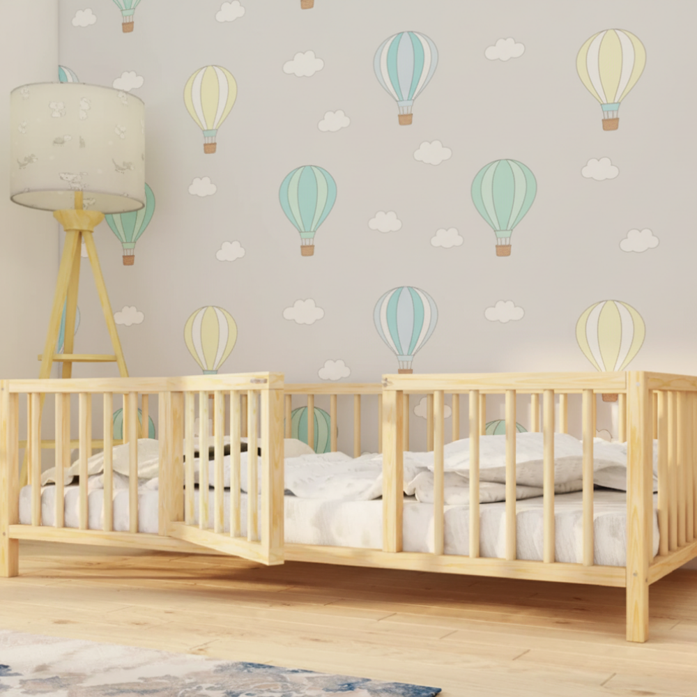 Mello - Montessori Playpen Low Bed with Cylindrical Railings and Gate