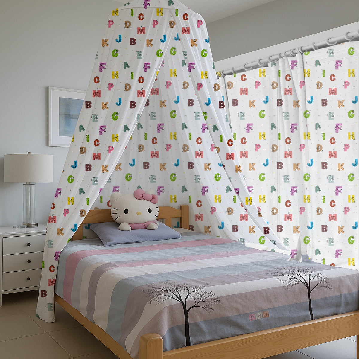 PushpLinen Animal-Alphabet Printed Canopy