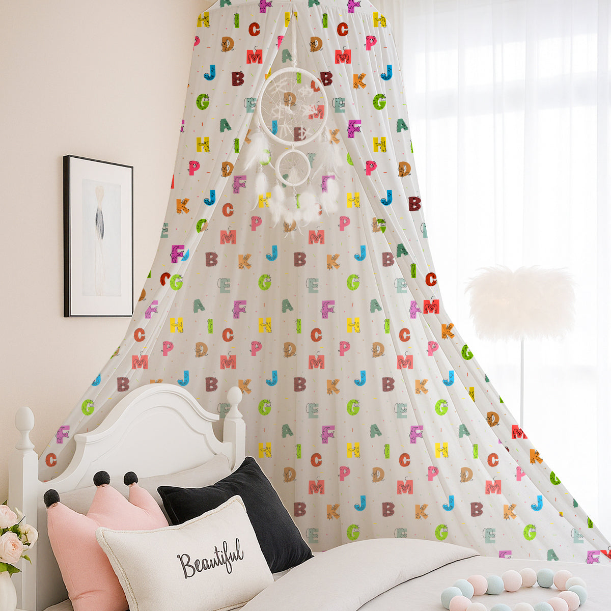PushpLinen Animal-Alphabet Printed Canopy