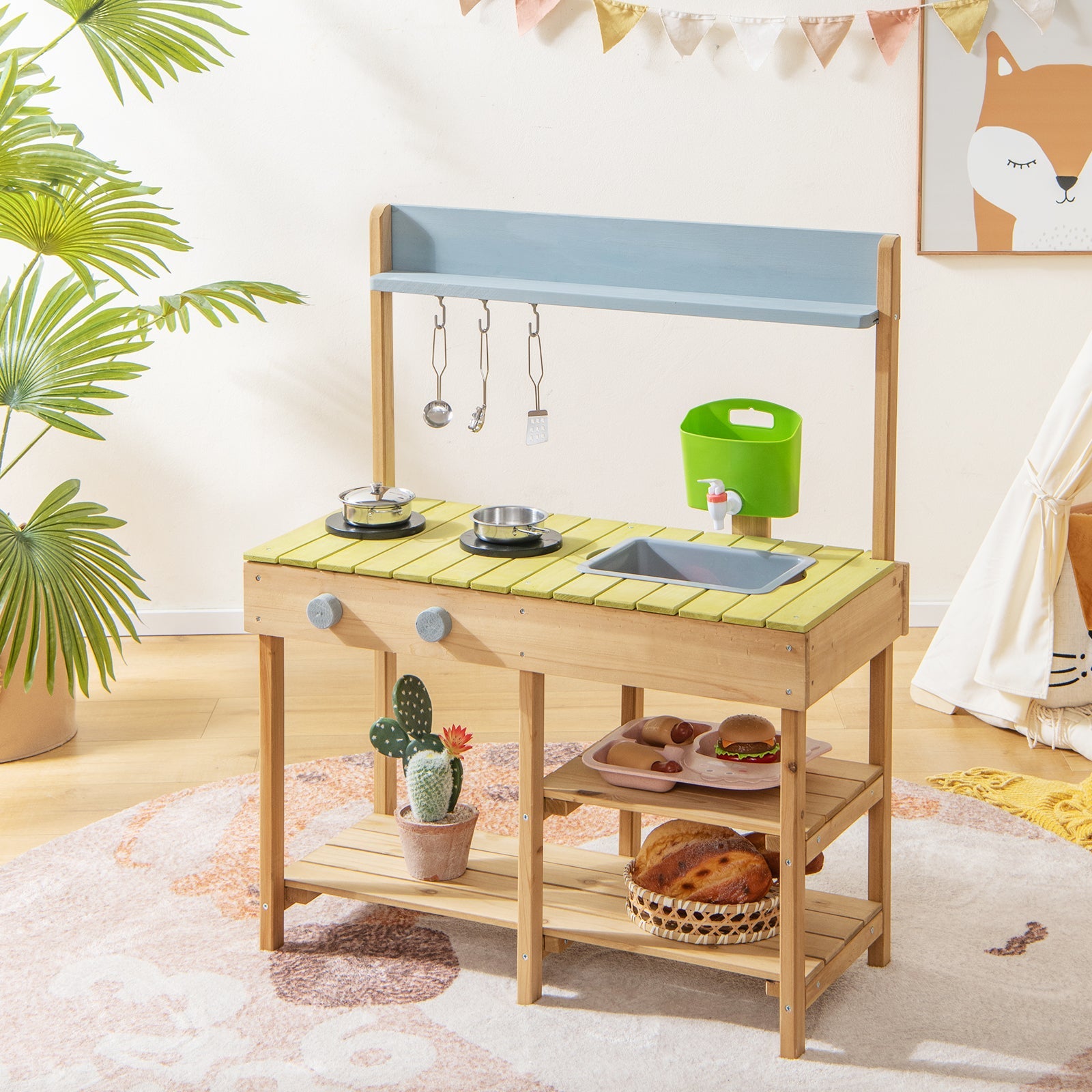 GBruno Backyard Pretend Play Toy Kitchen with Stove Top