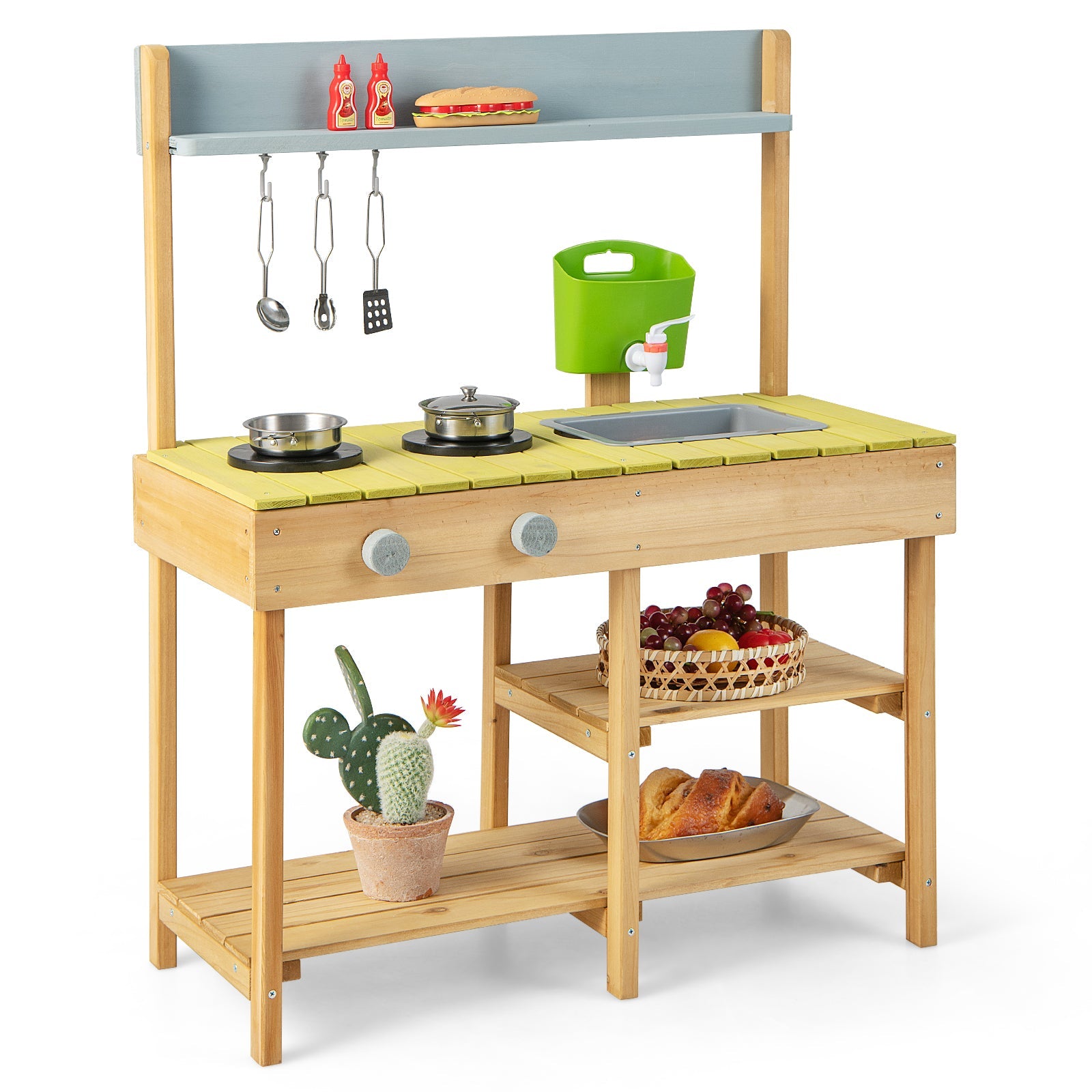 GBruno Backyard Pretend Play Toy Kitchen with Stove Top