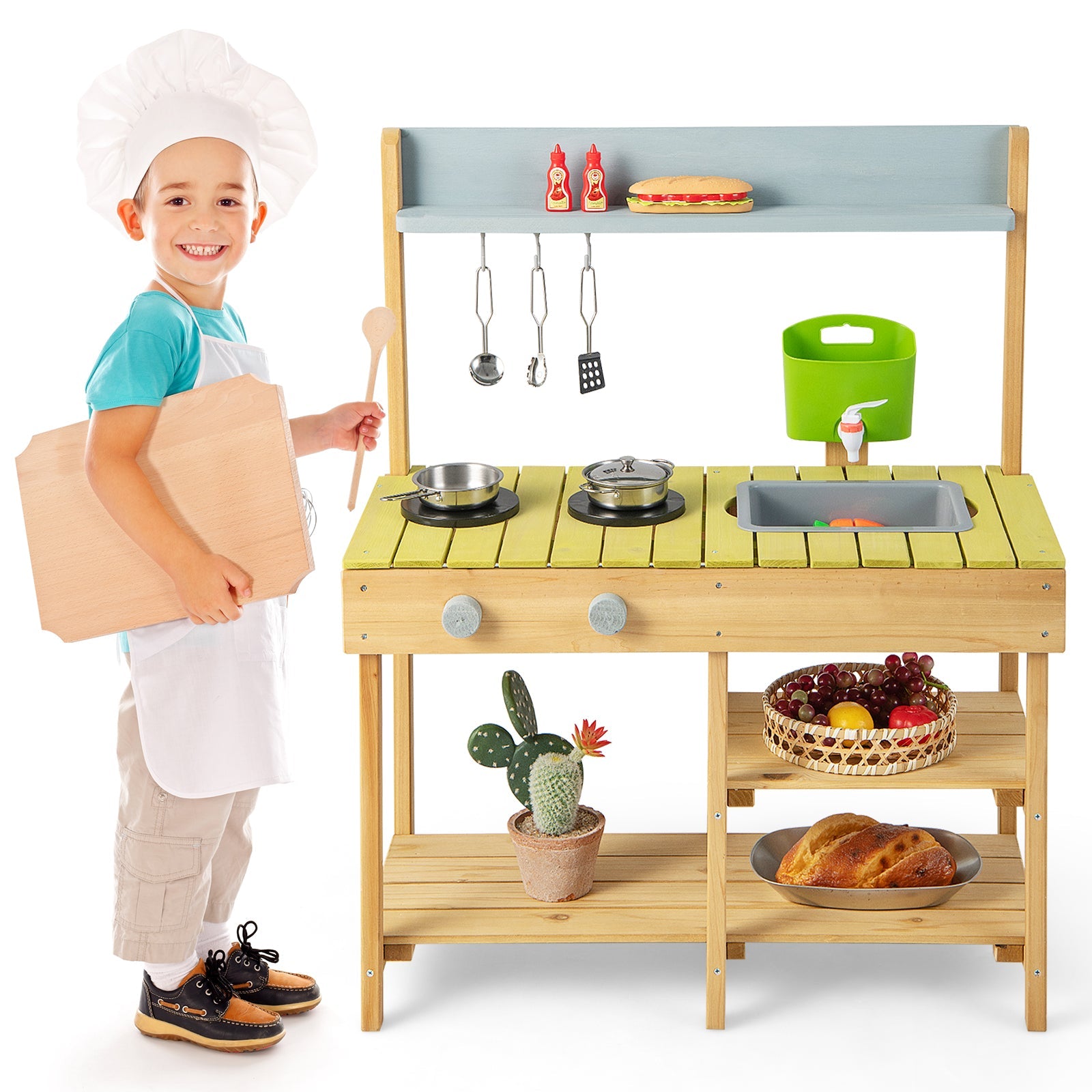 GBruno Backyard Pretend Play Toy Kitchen with Stove Top
