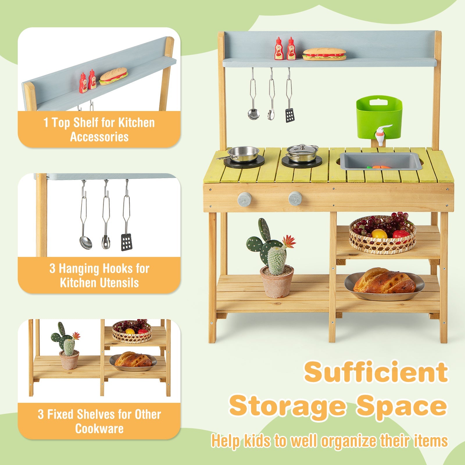 GBruno Backyard Pretend Play Toy Kitchen with Stove Top