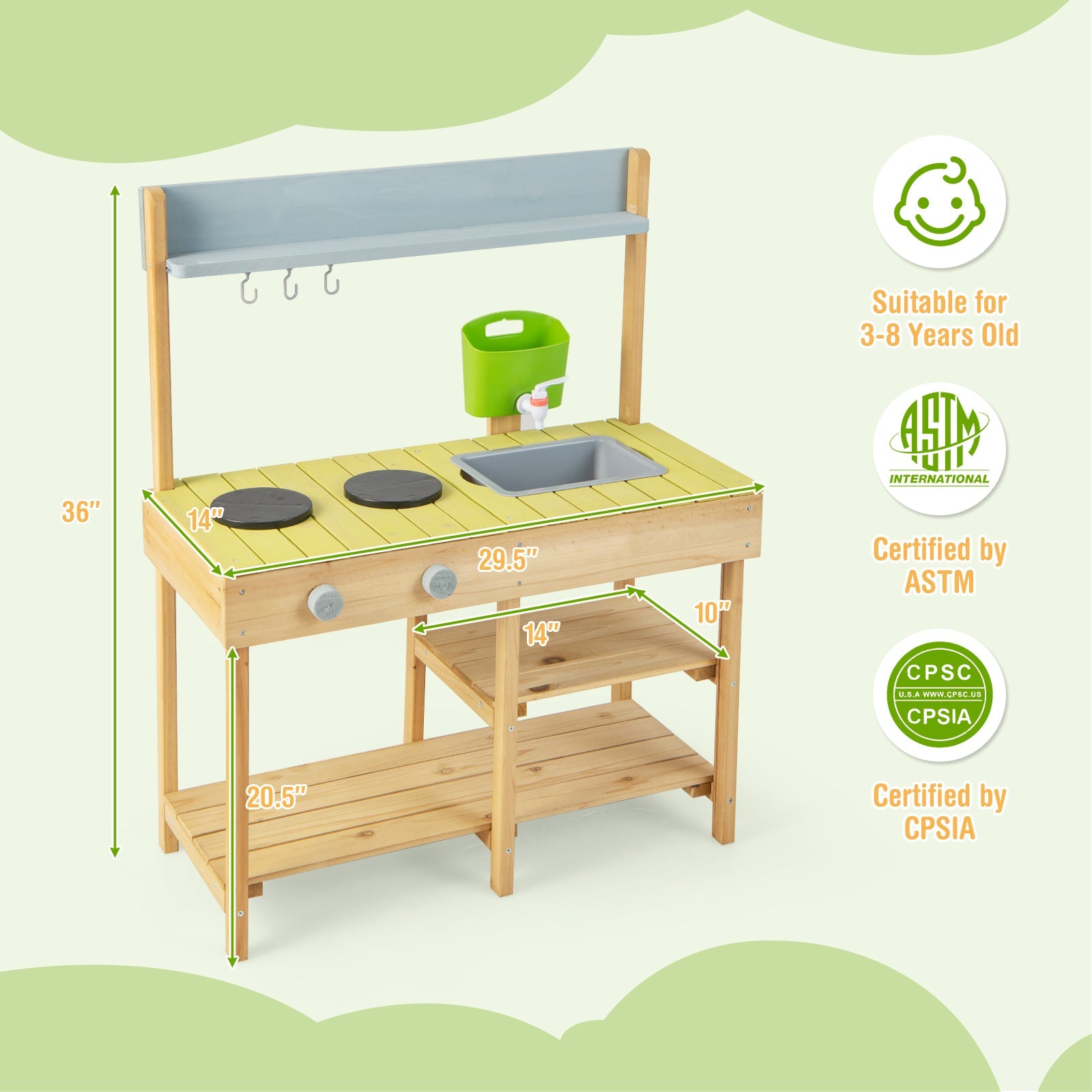 GBruno Backyard Pretend Play Toy Kitchen with Stove Top