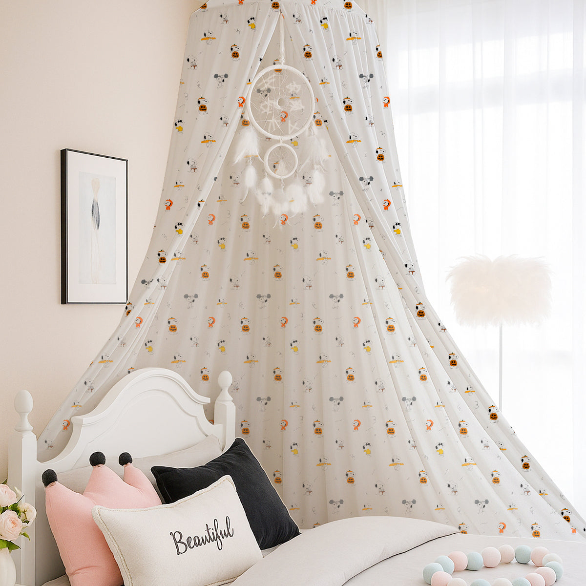 PushpLinen Cartoon Snoopy Printed Canopy