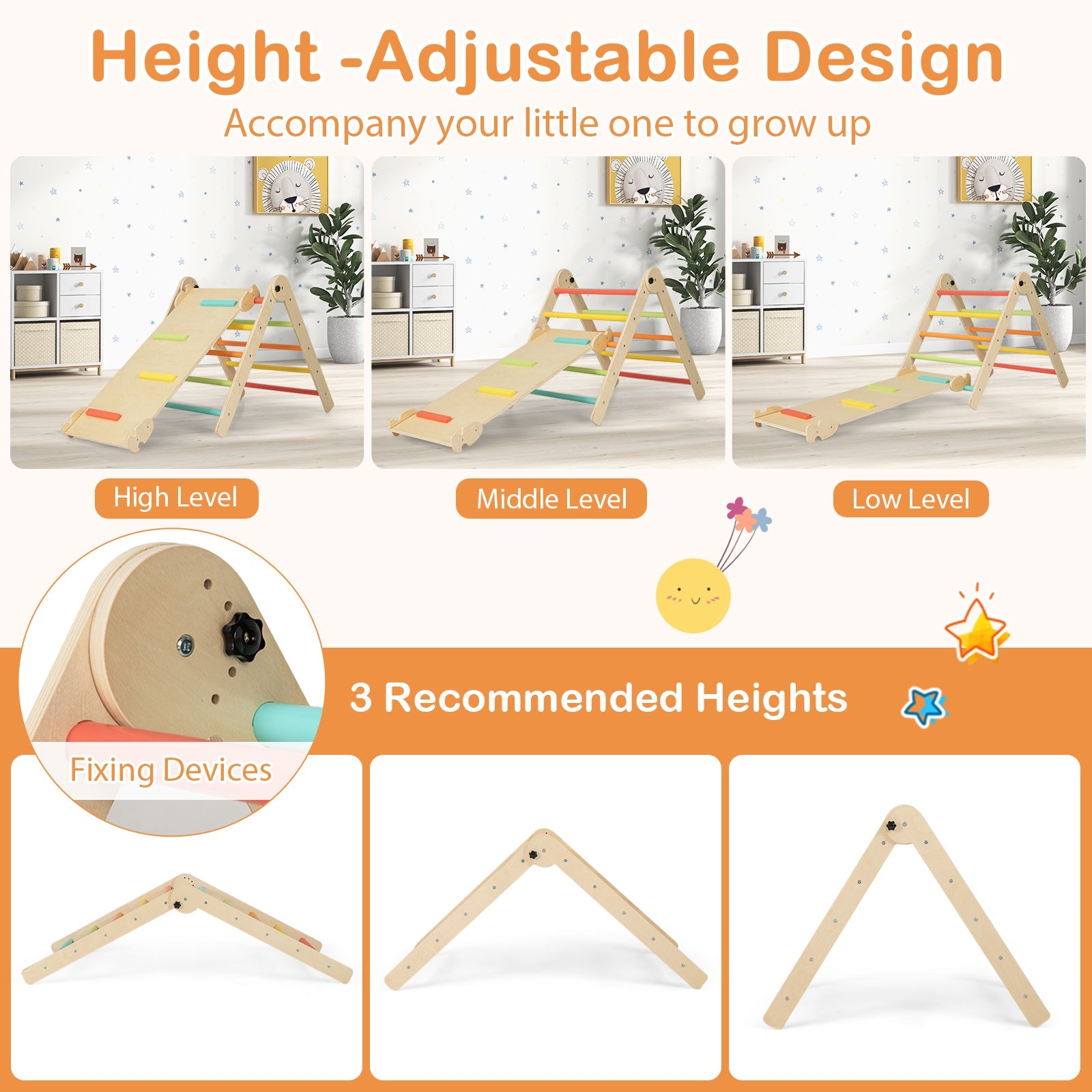 GBruno 7-in-1 Indoor Climbing Toys for Toddlers with Reversible Ramp-Multicolor