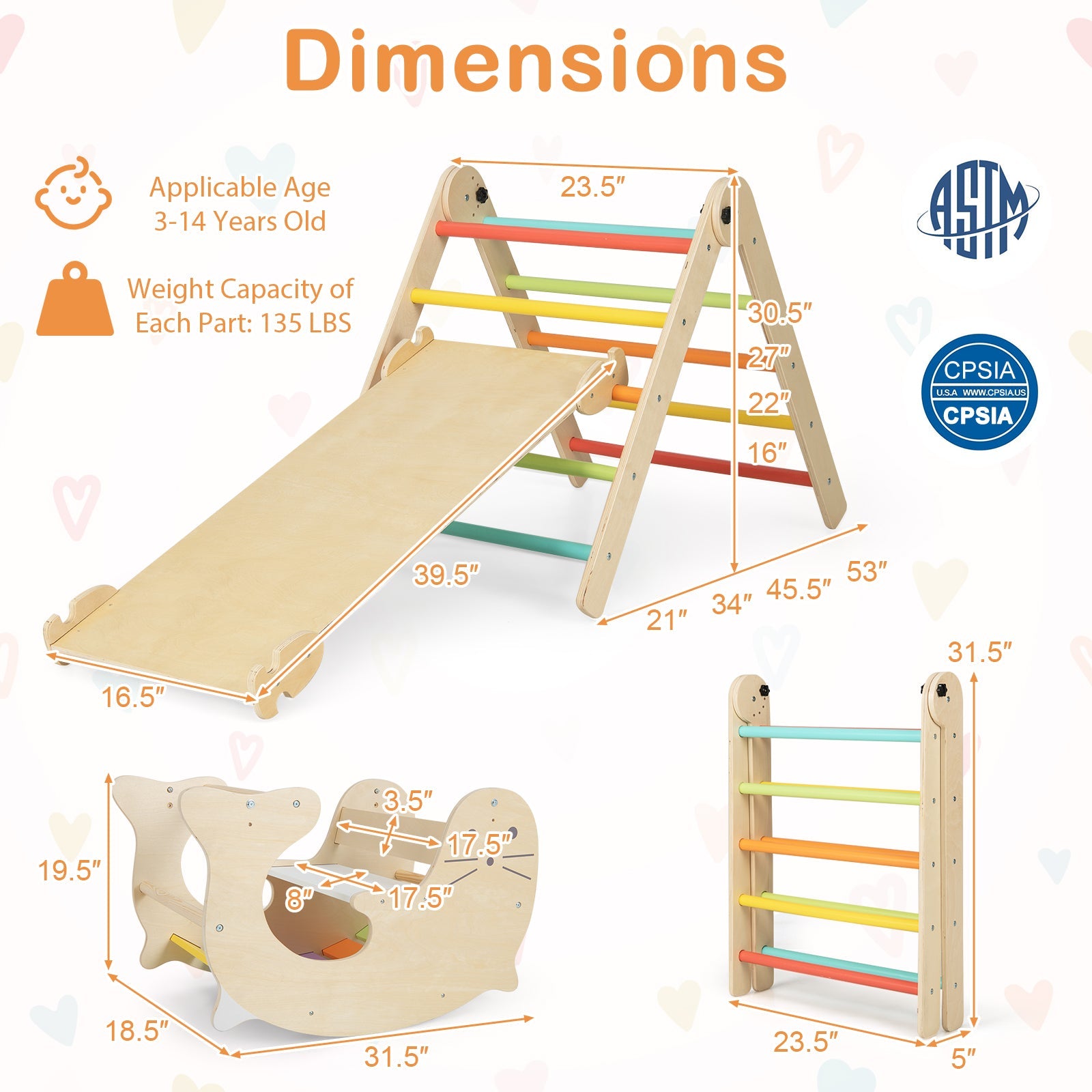 GBruno 7-in-1 Indoor Climbing Toys for Toddlers with Reversible Ramp-Multicolor