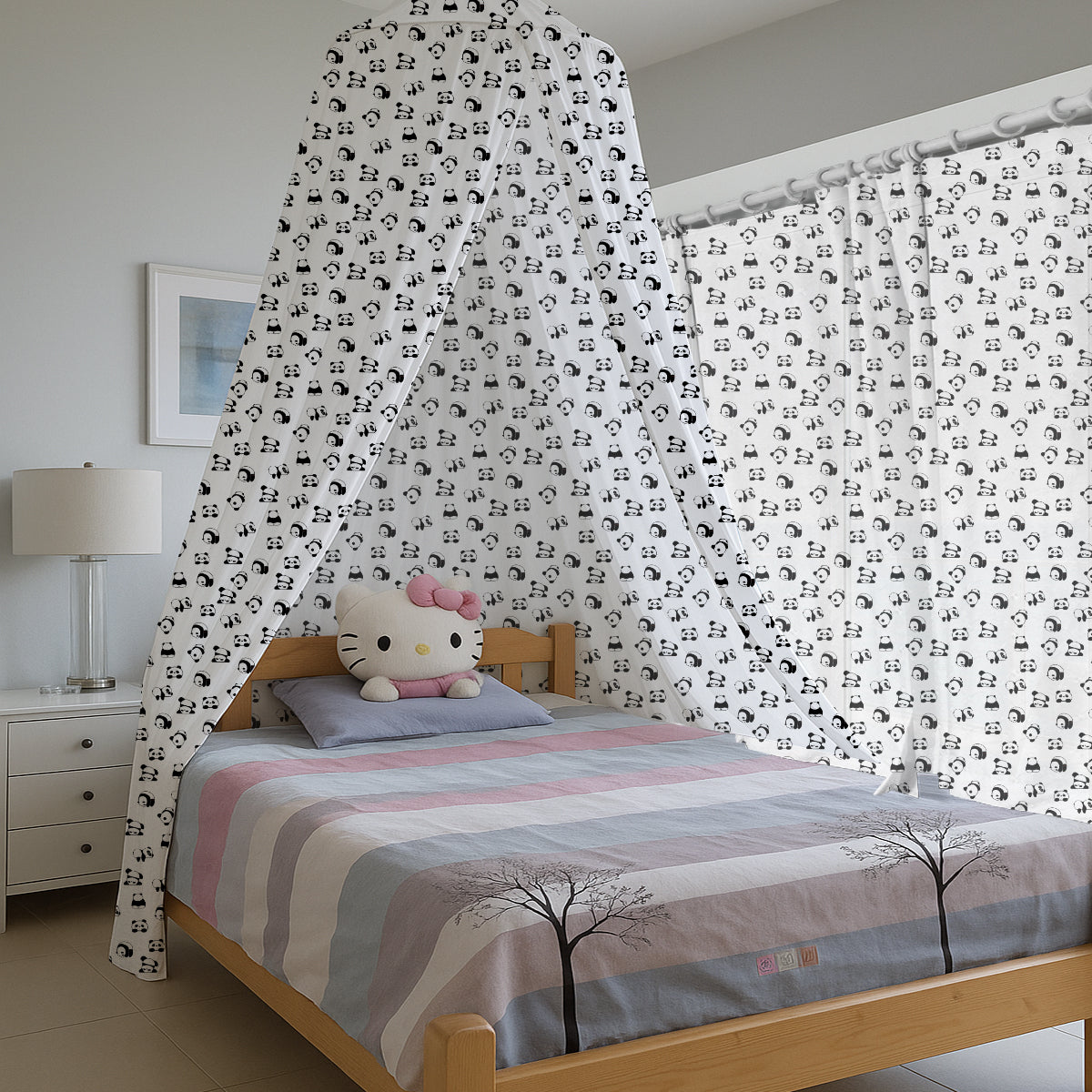 PushpLinen Cute-Panda Printed Canopy