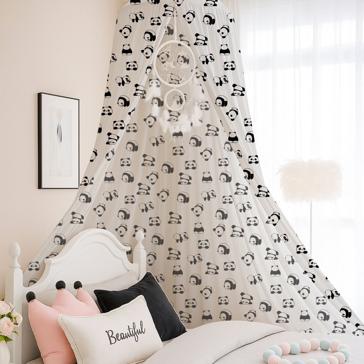 PushpLinen Cute-Panda Printed Canopy
