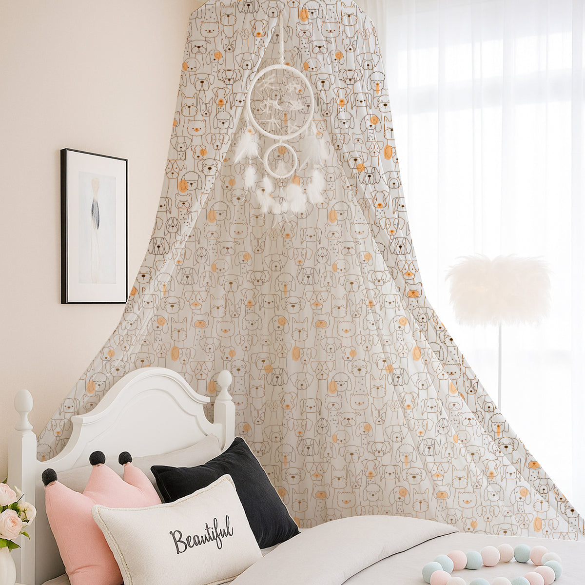 PushpLinen Cute Dogs Printed Canopy