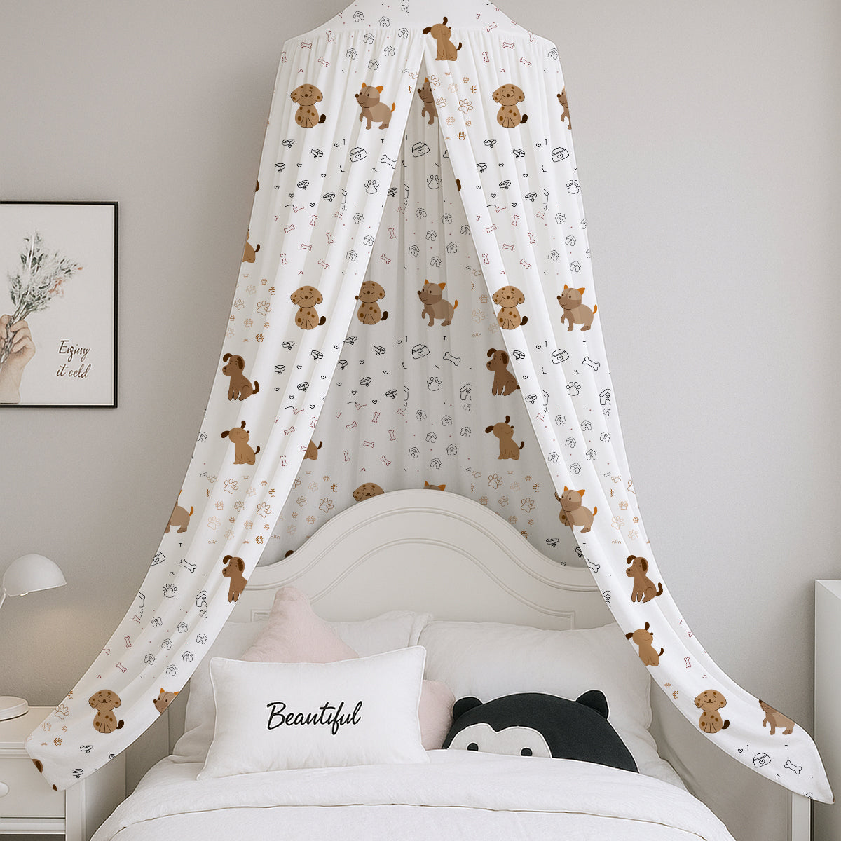 PushpLinen Cute Dogs Paw Bones Printed Canopy