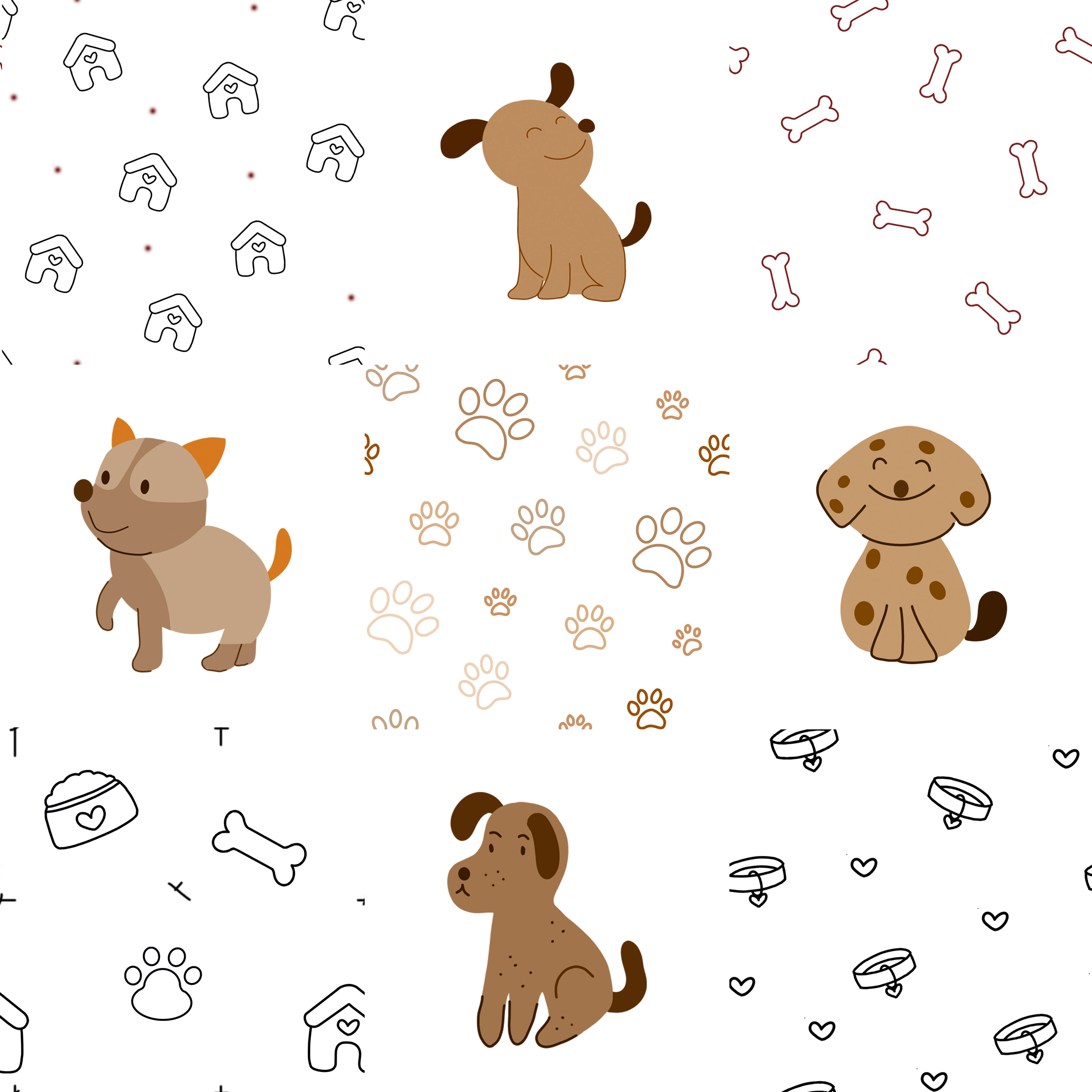 PushpLinen Cute Dogs Paw Bones Printed Canopy