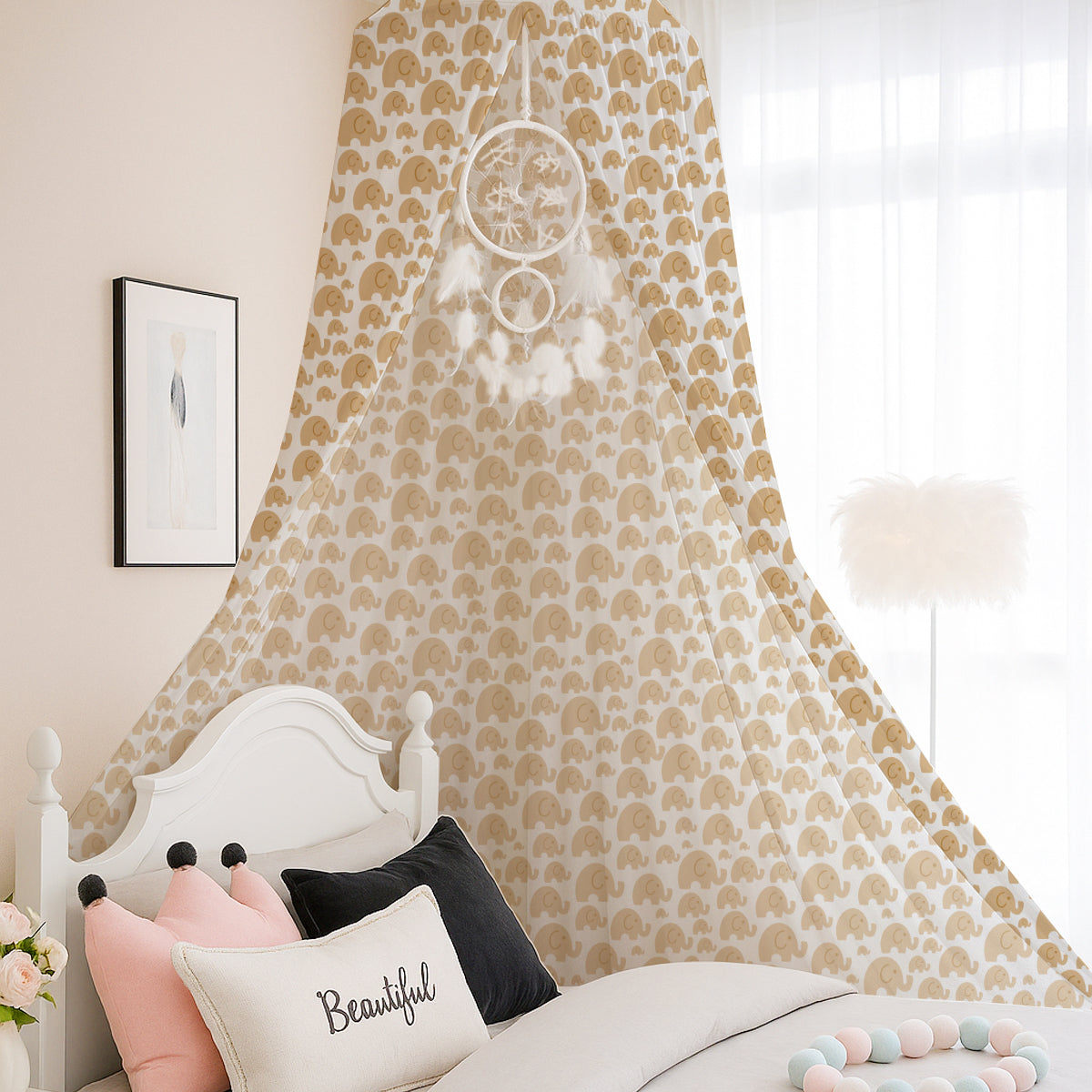 PushpLinen Cute Elephant Printed Canopy