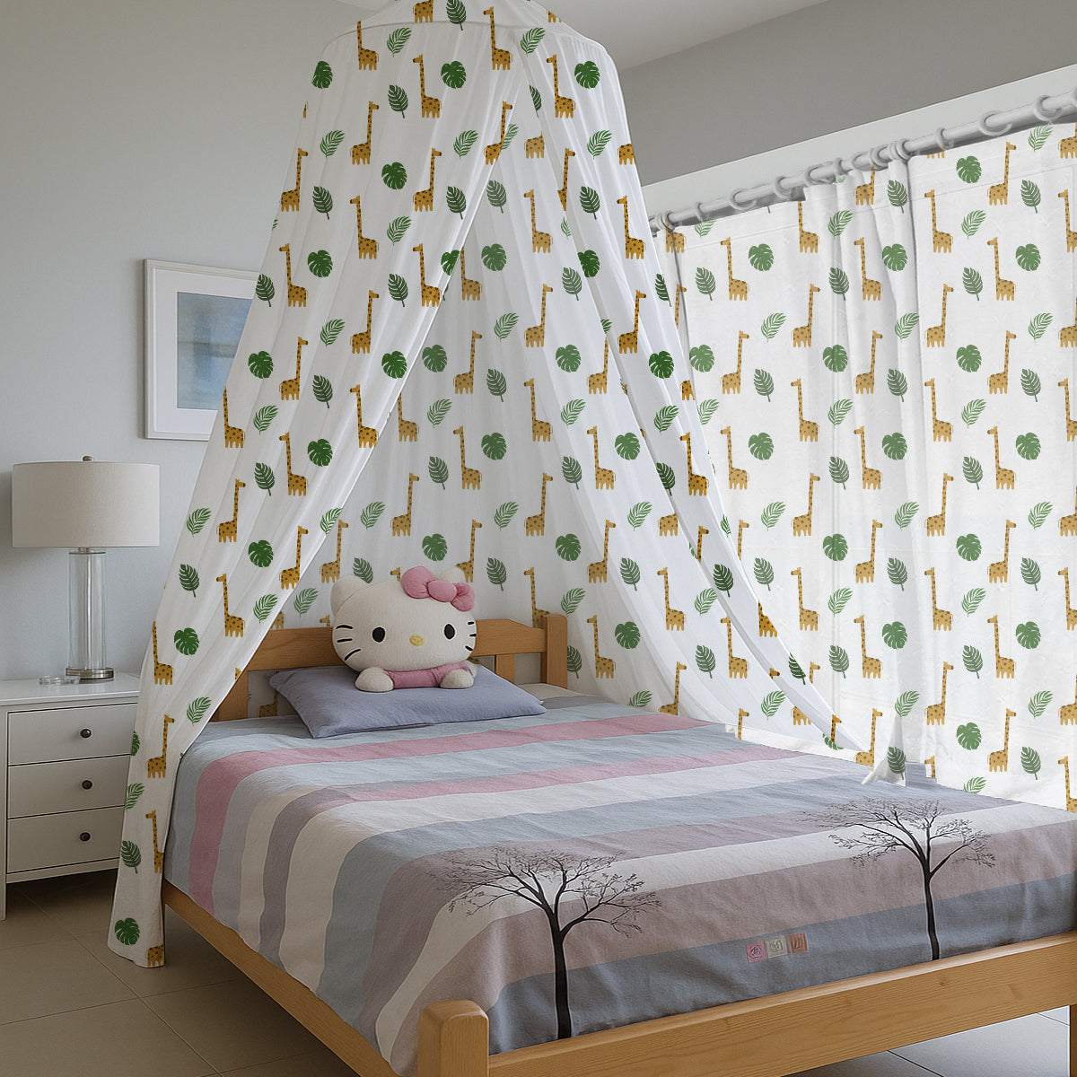 PushpLinen Cute Giraffe Printed Canopy