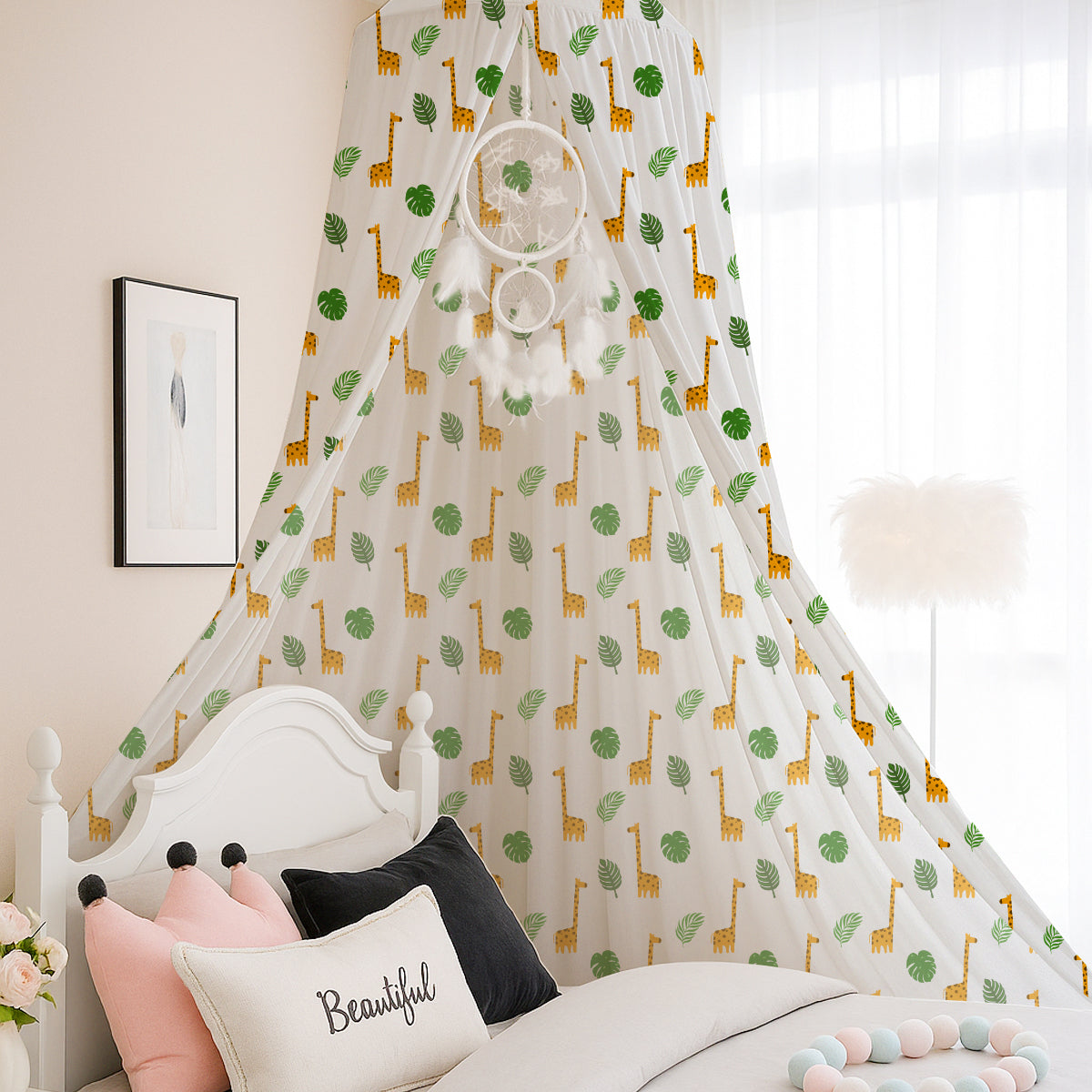 PushpLinen Cute Giraffe Printed Canopy
