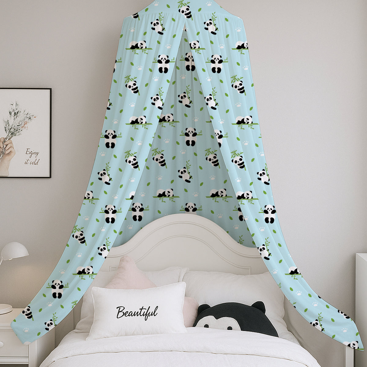 PushpLinen Cute Panda with Bamboo Tree Printed Canopy