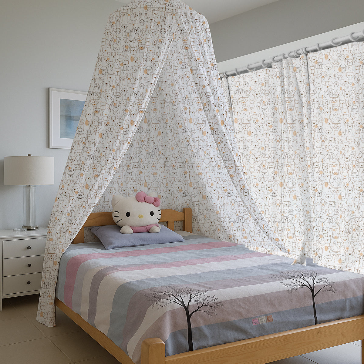 PushpLinen Cute Dogs Printed Canopy