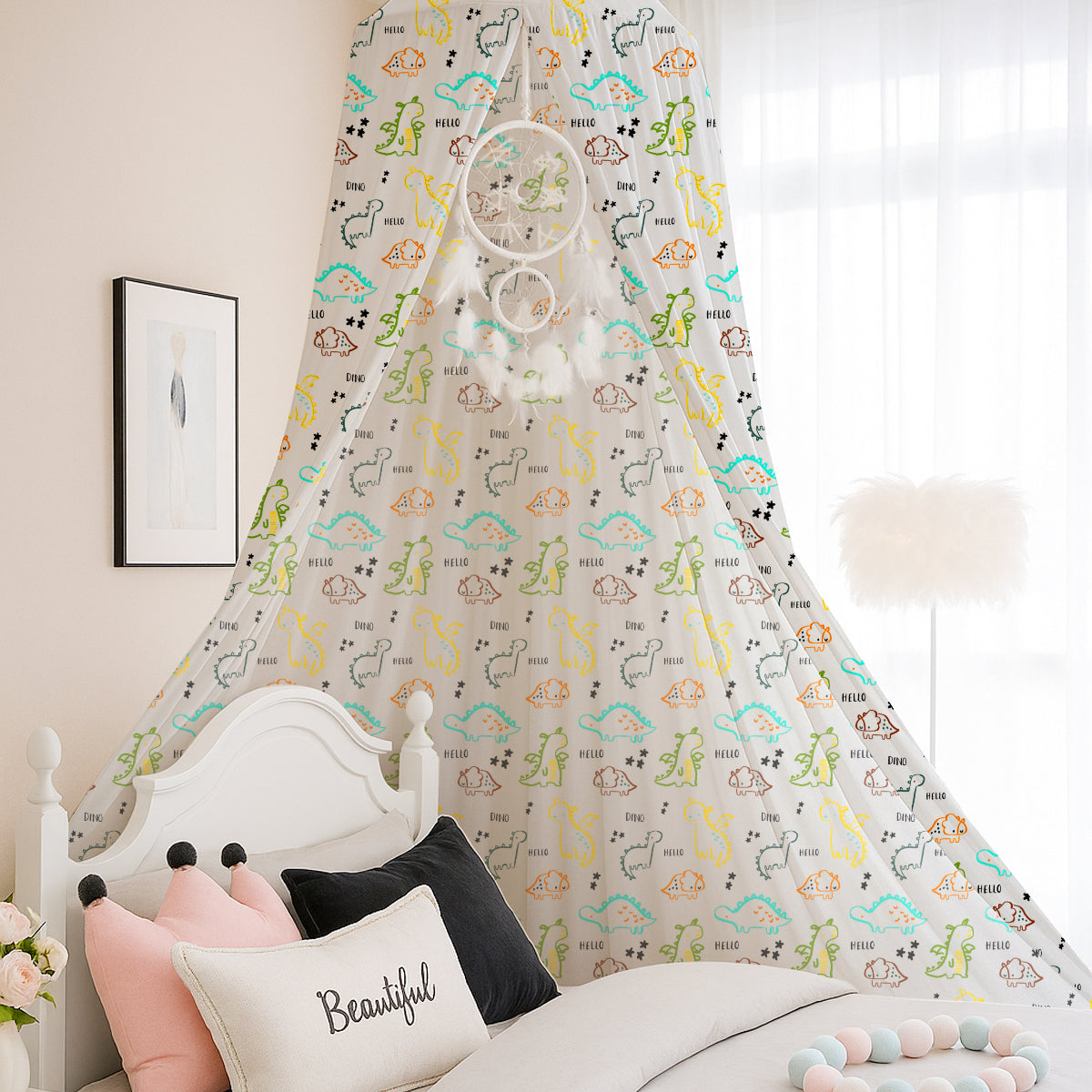 PushpLinen Dinos Printed Canopy