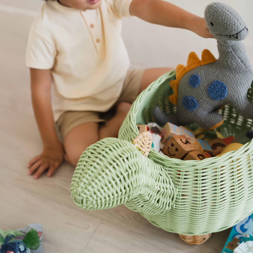 MOMIJI Dinosaur Storage Basket Mint Green - Large MOMIJI US LLC