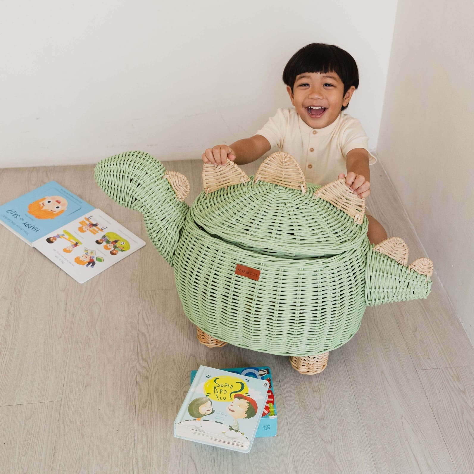 MOMIJI Dinosaur Storage Basket Mint Green - Large MOMIJI US LLC