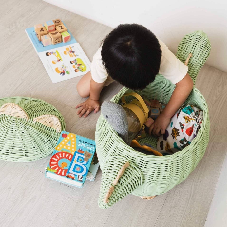 MOMIJI Dinosaur Storage Basket Mint Green - Large MOMIJI US LLC
