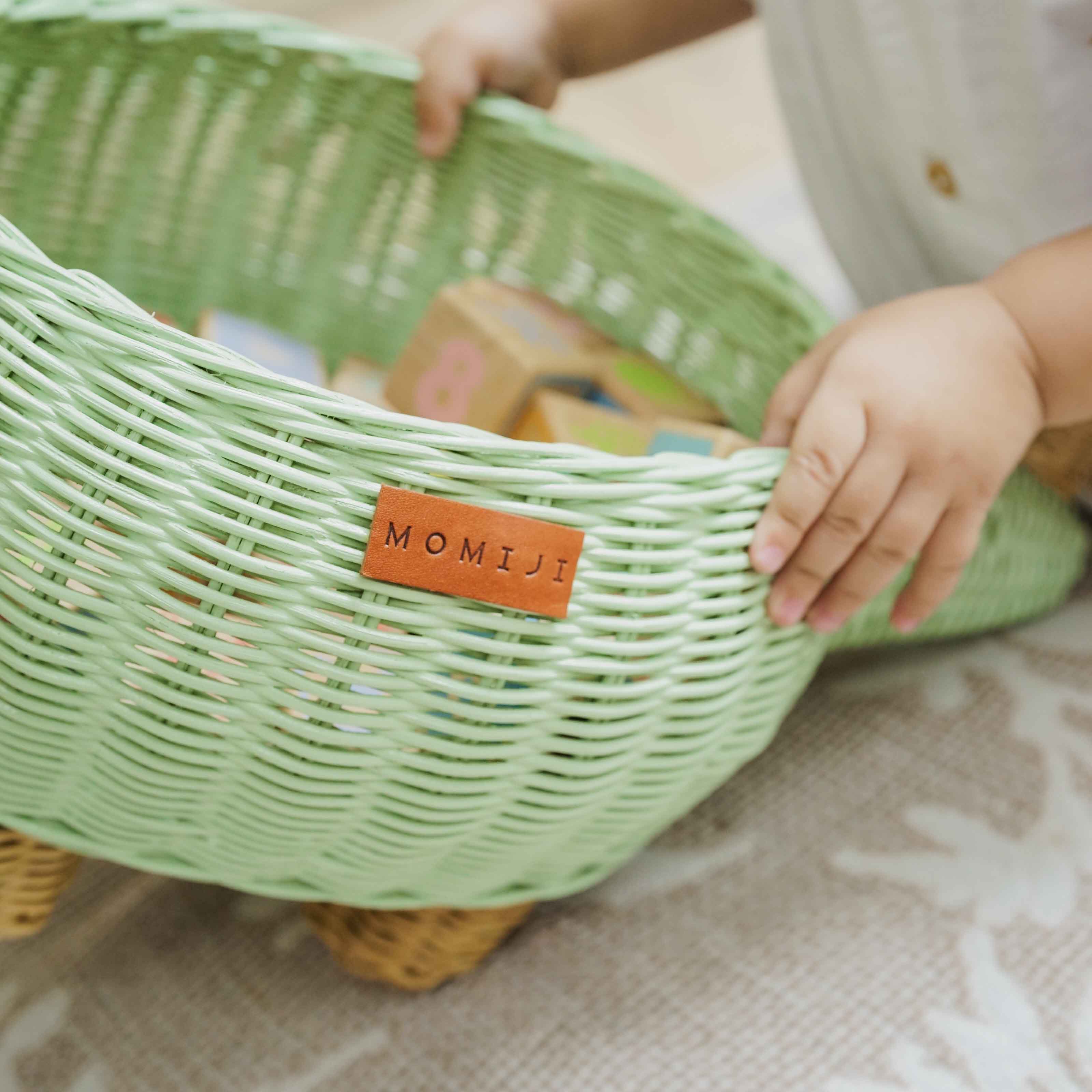 MOMIJI Dinosaur Rattan Storage Basket Mint Green - Medium MOMIJI US LLC