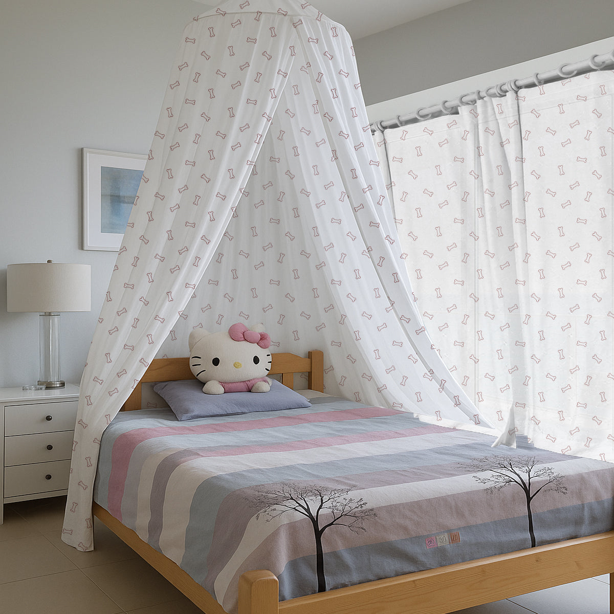 PushpLinen Dog Bones Printed Canopy