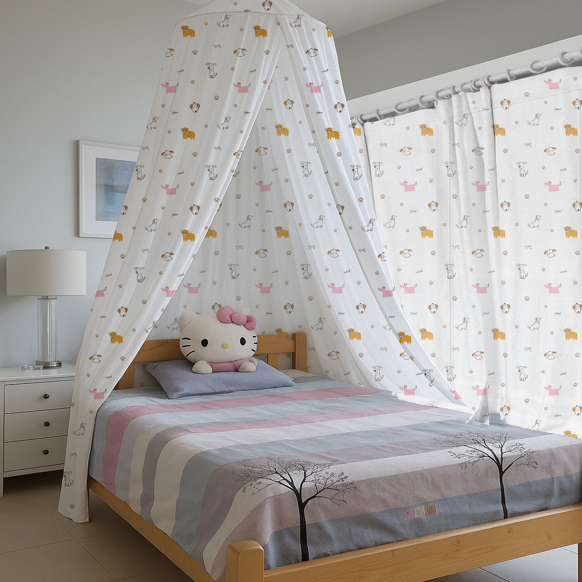 PushpLinen Dog Paw Woof Printed Canopy
