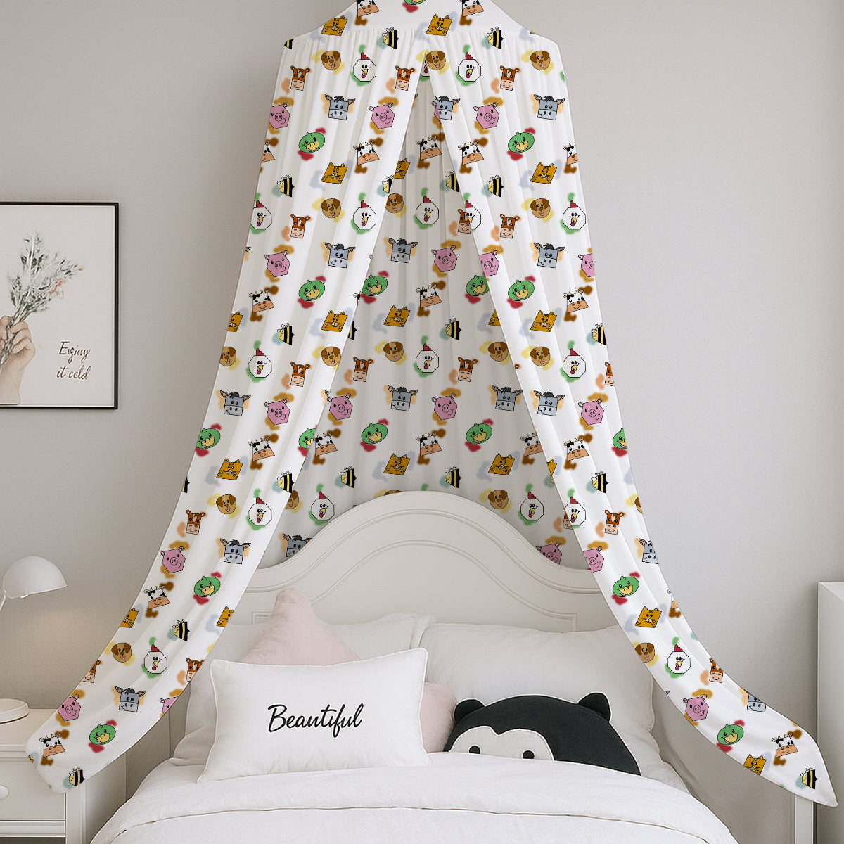 PushpLinen Farm Animals Printed Canopy