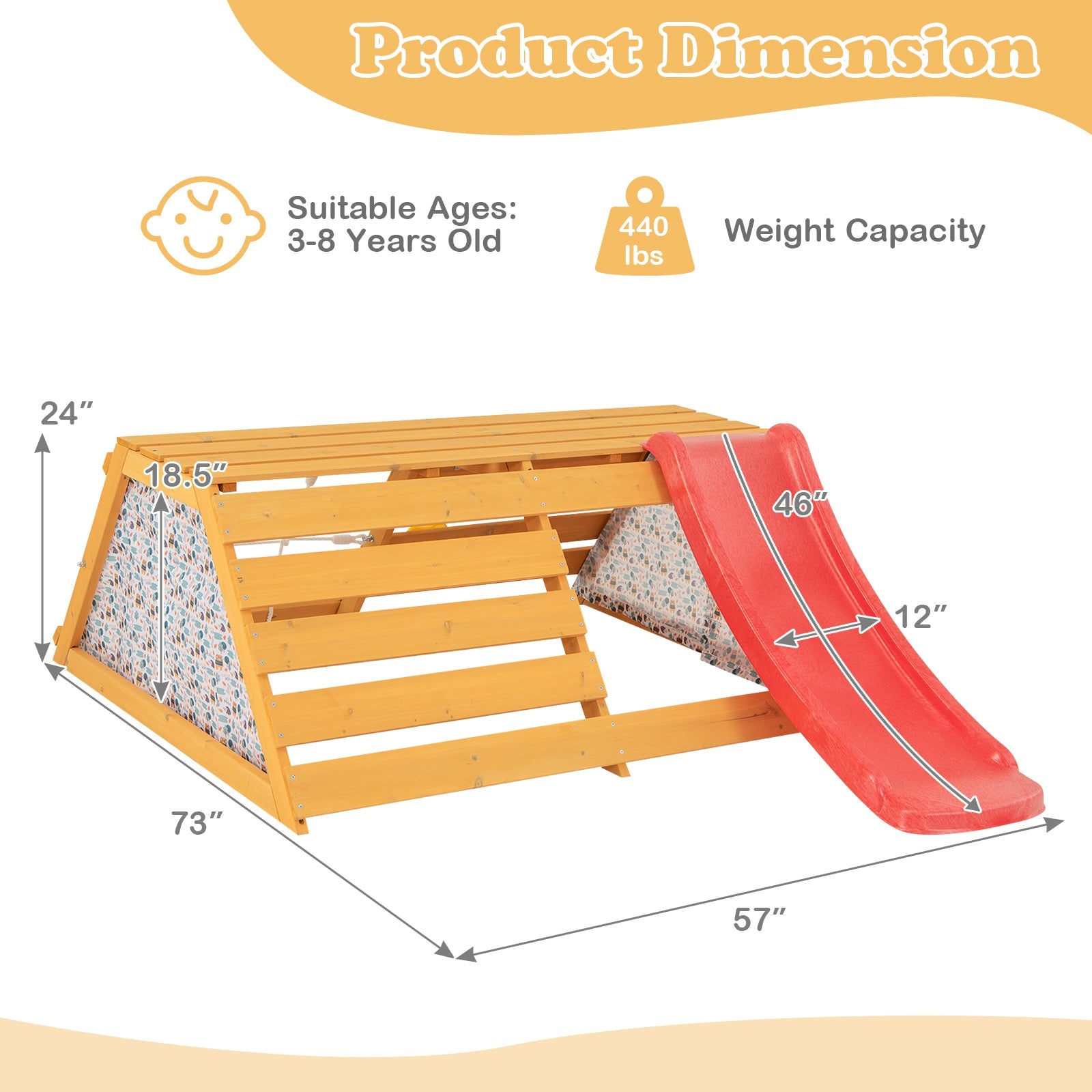 GBruno 5-in-1 Jungle Gym Wooden Indoor Playground with Slide Rock Climbing Wall Rope Wall Climber