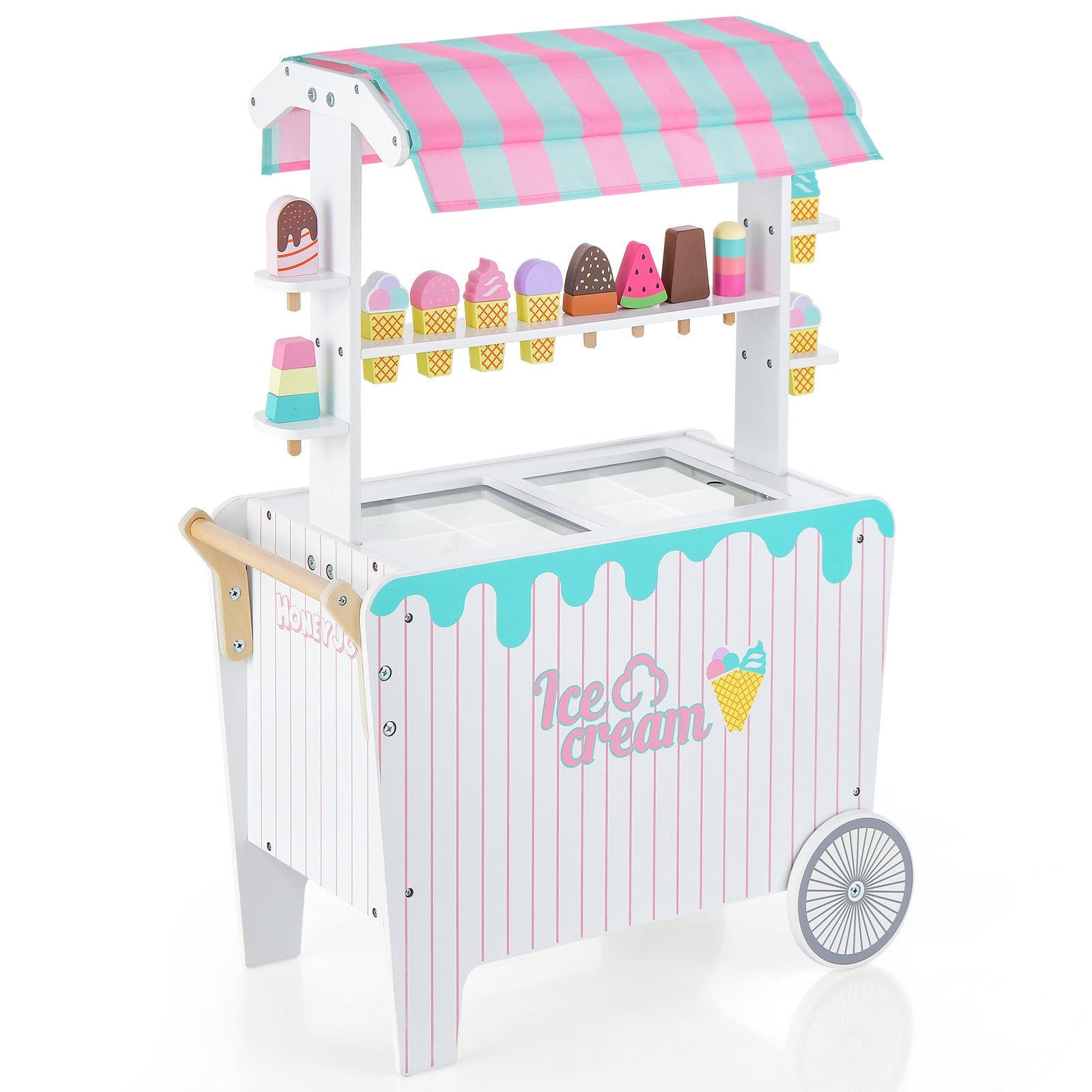 GBruno Kids Ice Cream Cart Playset with Display Rack and Accessories