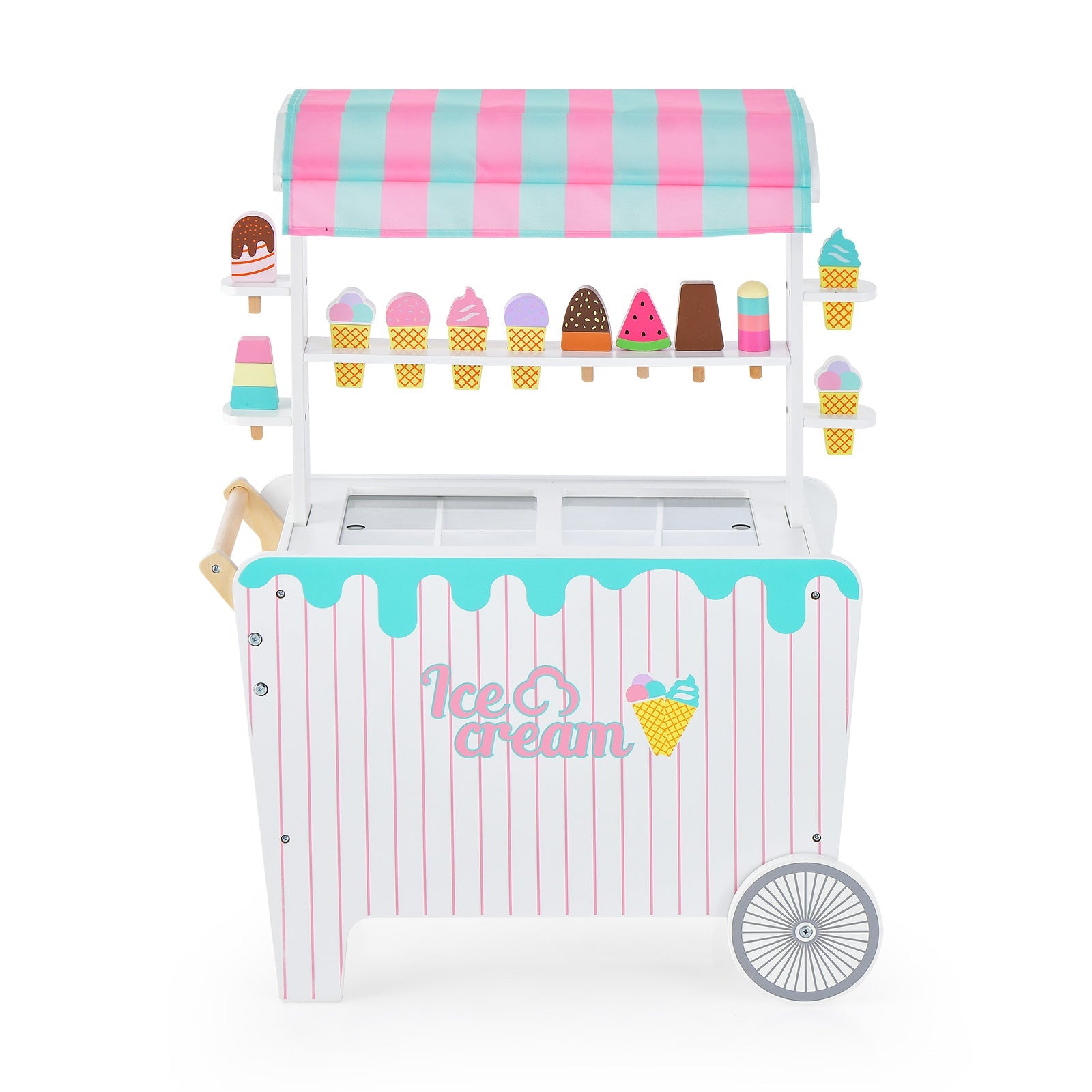 GBruno Kids Ice Cream Cart Playset with Display Rack and Accessories