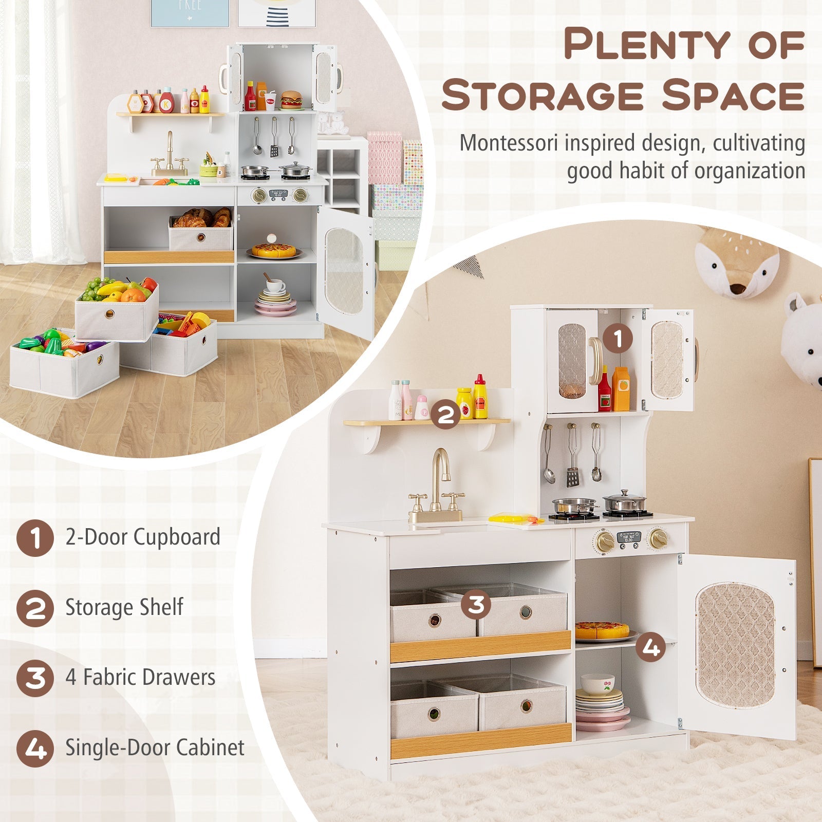 GBruno Kids Kitchen Playset with Cooking Accessories and Toy Cuttable Veggies-White GBruno Store
