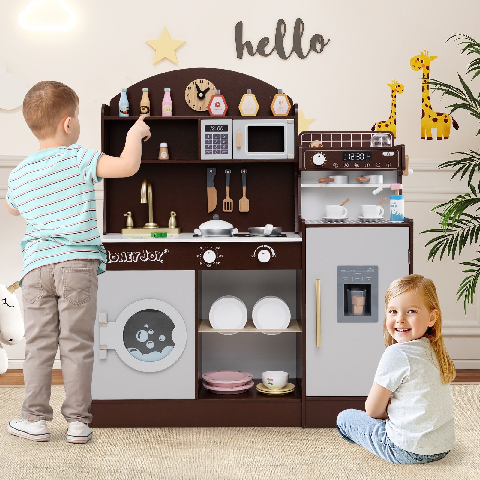 GBruno Kids Kitchen Set Wooden with Coffee Makers and Accessories-Coffee