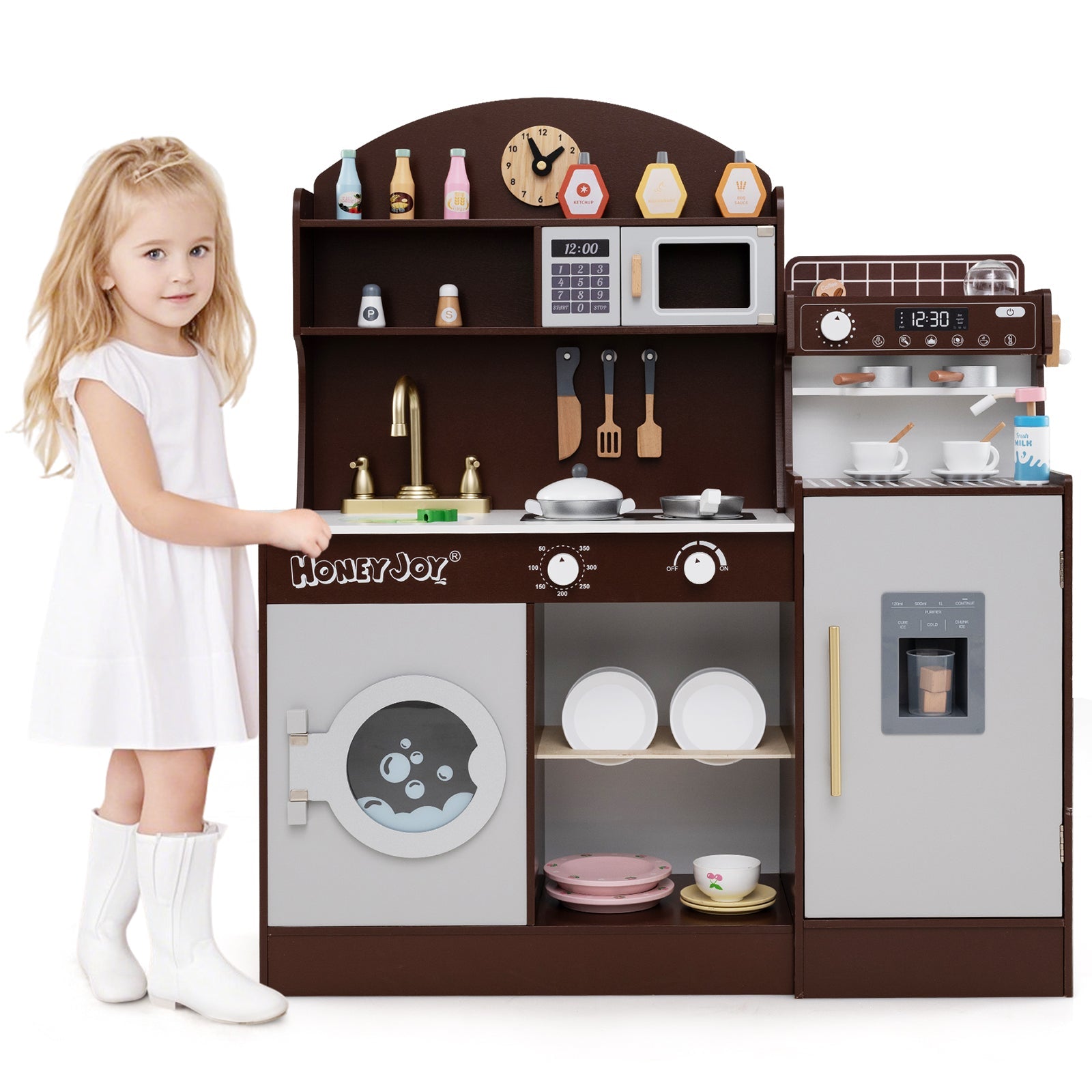 GBruno Kids Kitchen Set Wooden with Coffee Makers and Accessories-Coffee