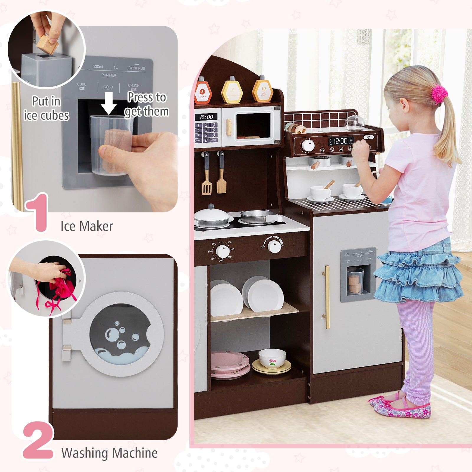 GBruno Kids Kitchen Set Wooden with Coffee Makers and Accessories-Coffee