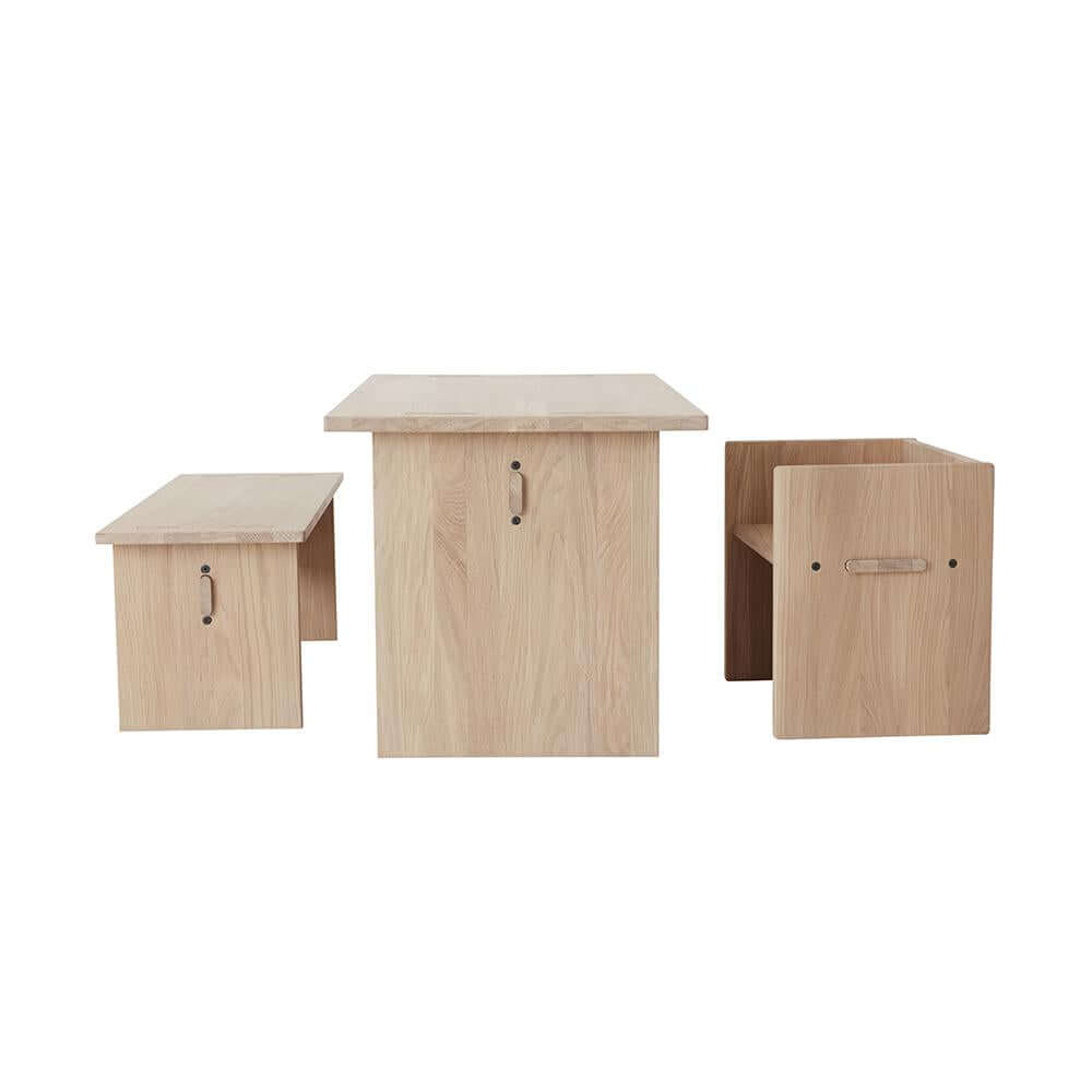 OYOY Arca Table - Nature M107057 side view table and chairs